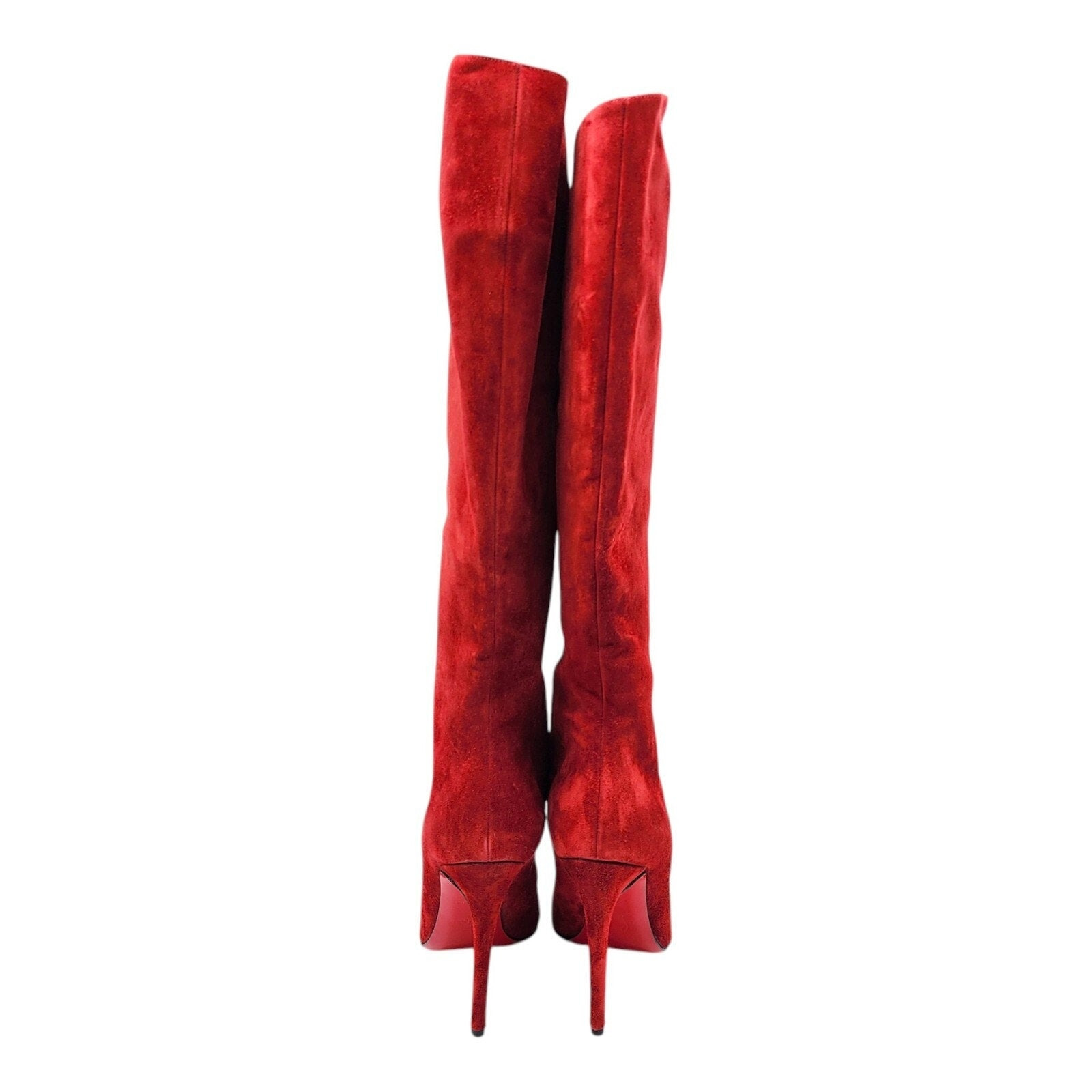 Christian Louboutin Vitish 100 Suede Knee-High Boots Red EU 37.5 US 7 - 3