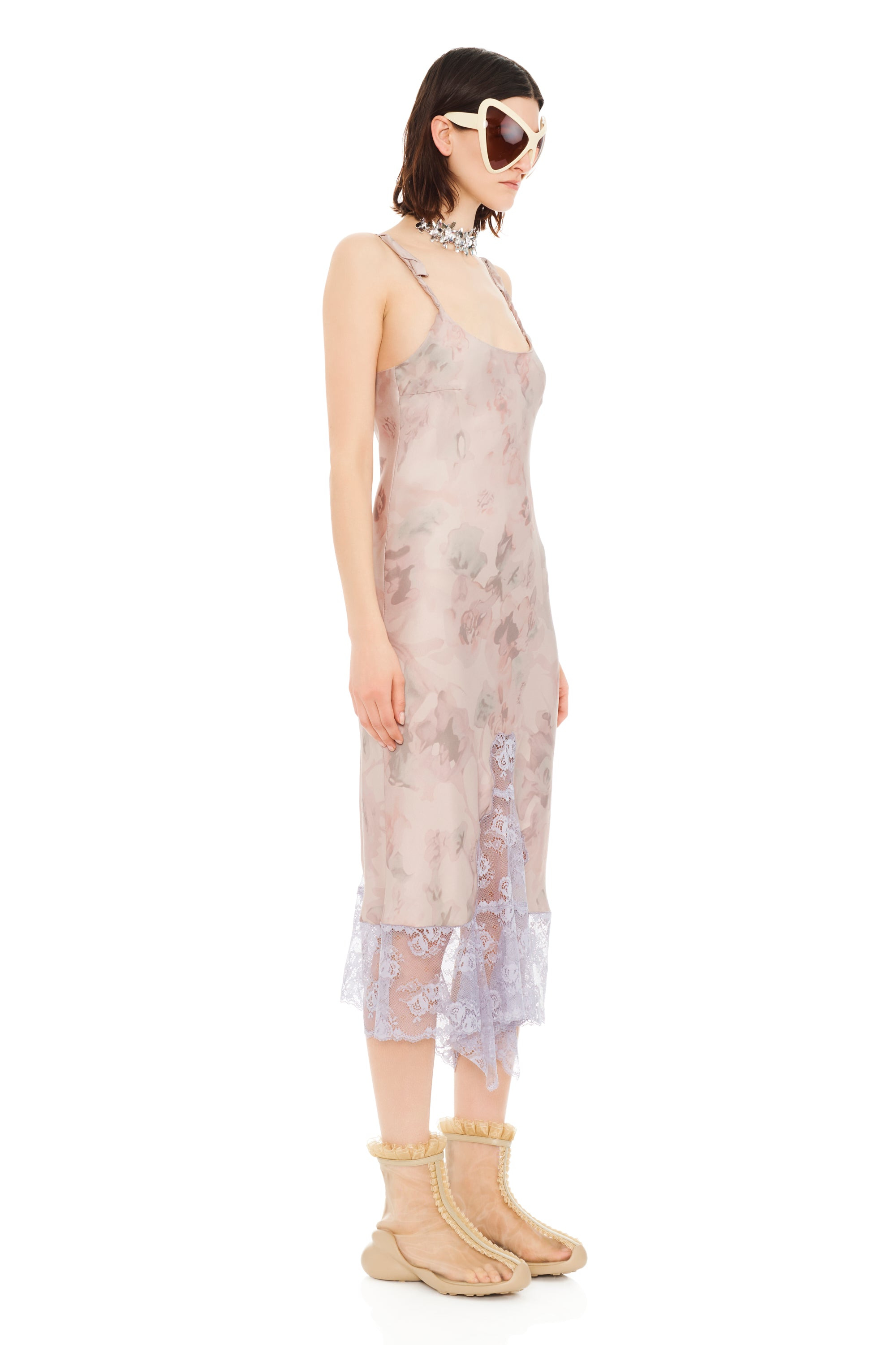 BEIGE WATERCOLOR ROSES CYPRESS DRESS - 6