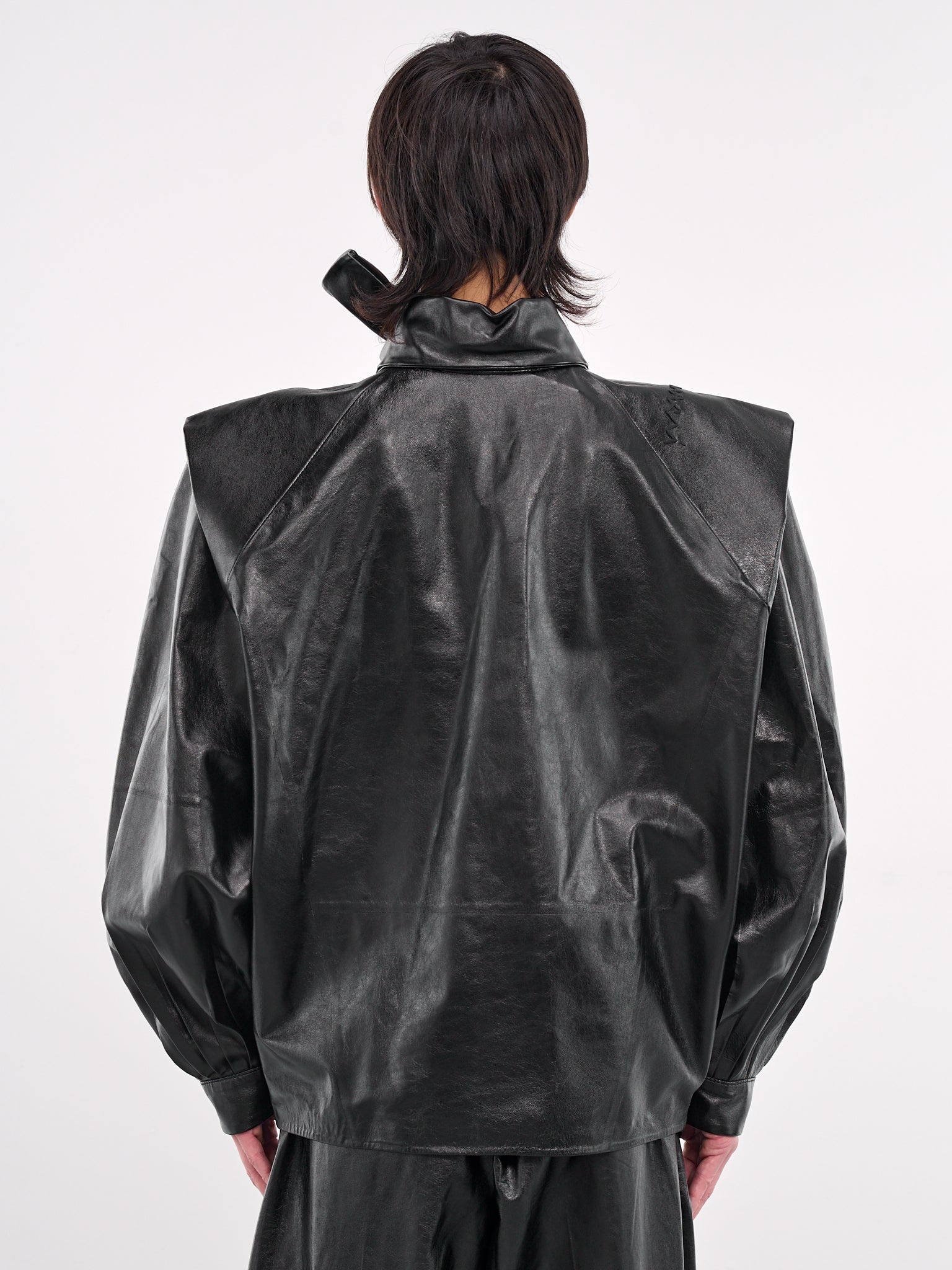 Oversized Faux Leather Shirt - 3