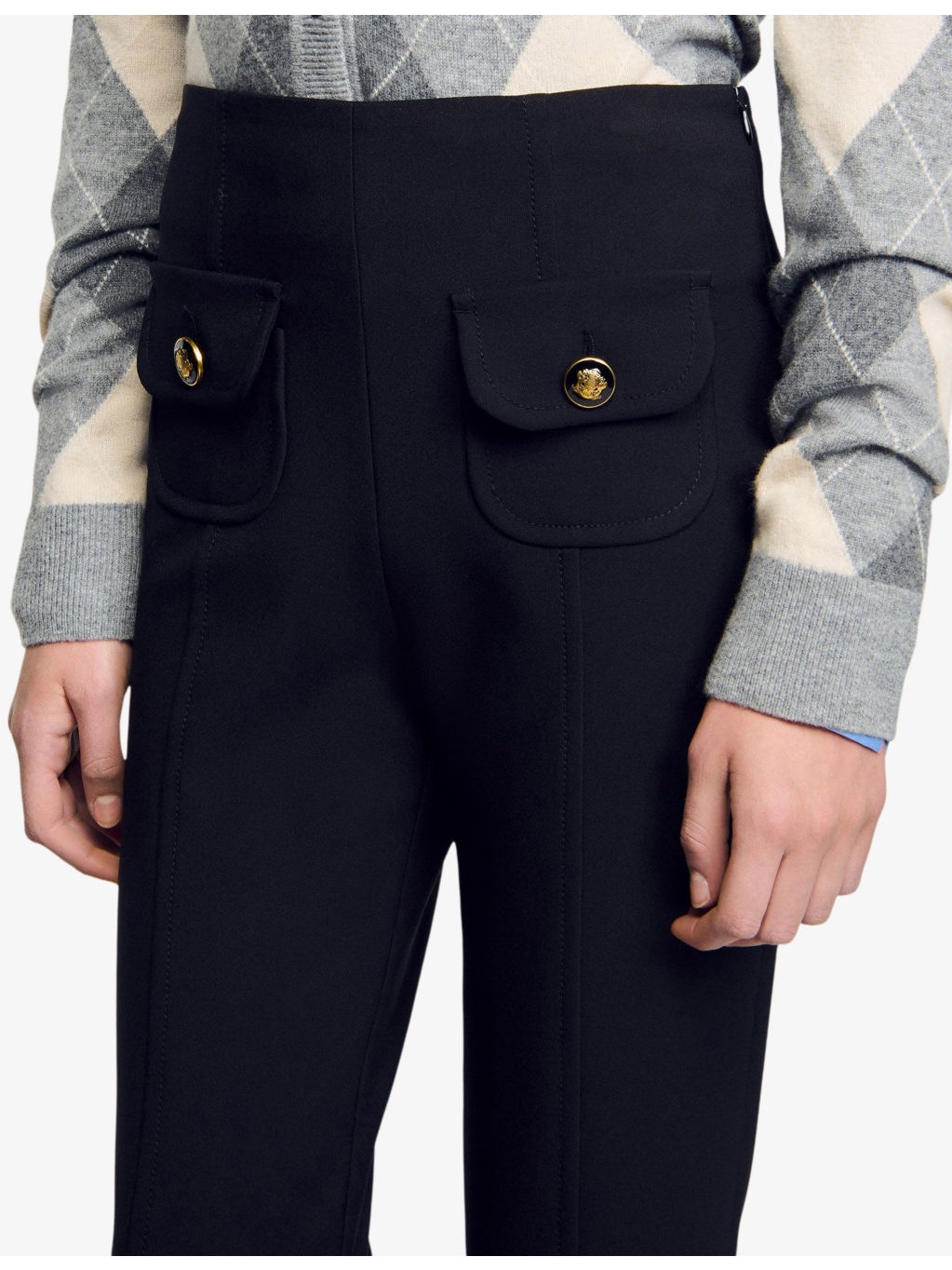 Capri Button-Embellished Stretch-Woven Trousers - 5