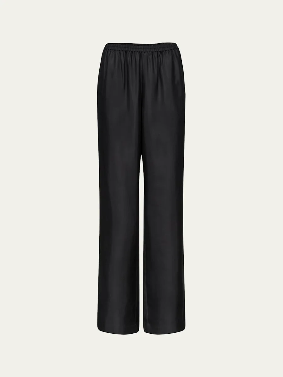 Alera Silk Straight-Leg Pull-On Pants - 1