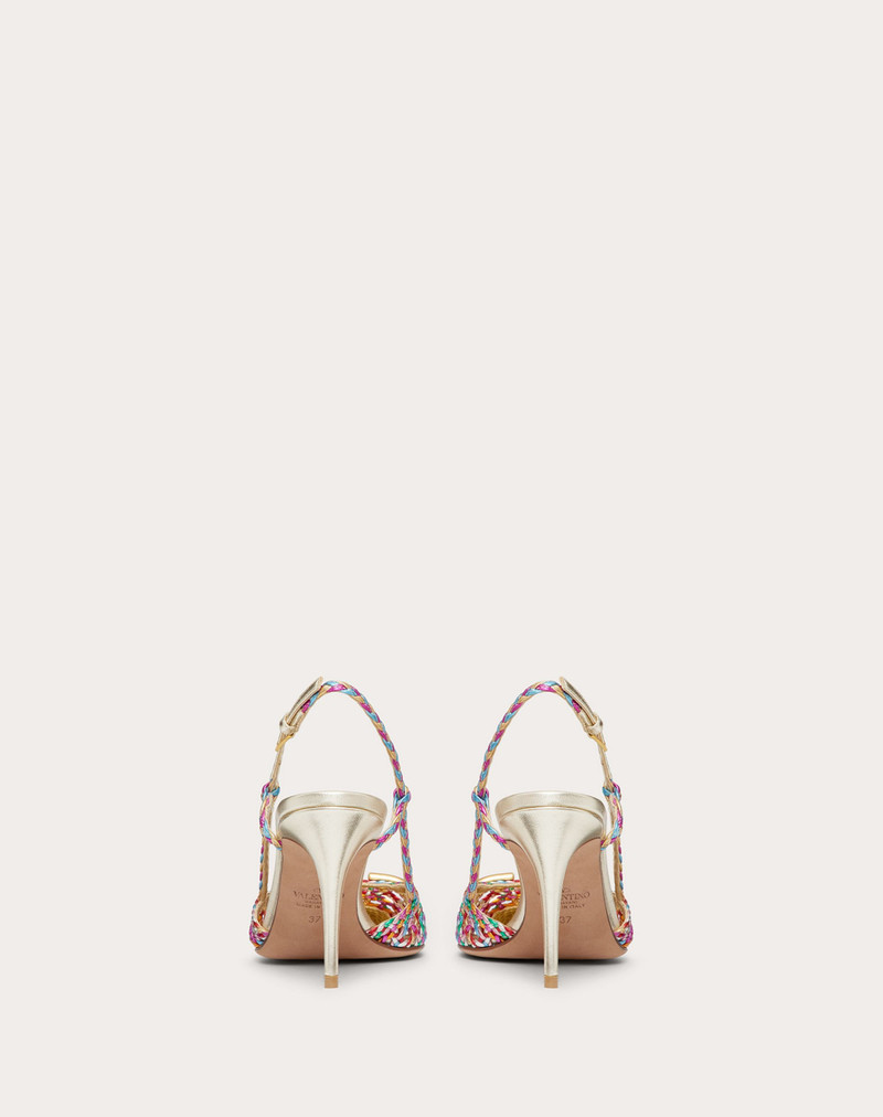 VLOGO SIGNATURE SLINGBACK PUMP IN WOVEN METALLIC NAPPA 80 MM 3