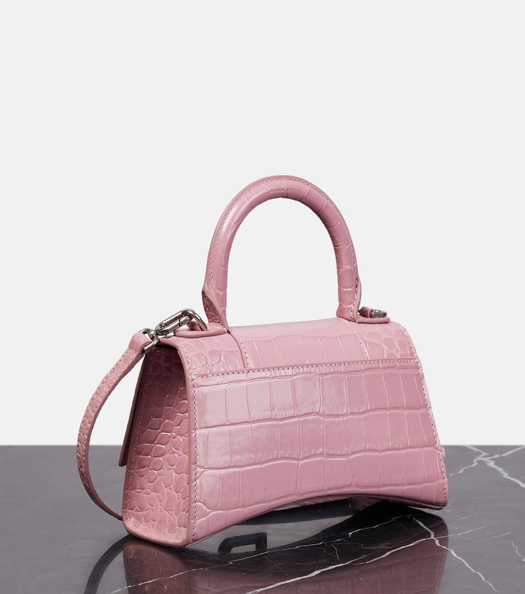 Hourglass Small croc-effect tote bag - 4