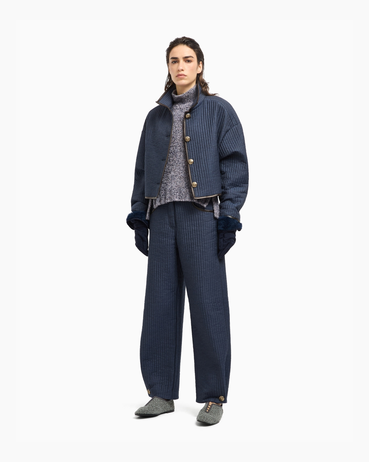 DENIM COLLECTION SHORT BLOUSON IN VISCOSE, COTTON AND SILK WITH A QUILTED MOTIF - 2
