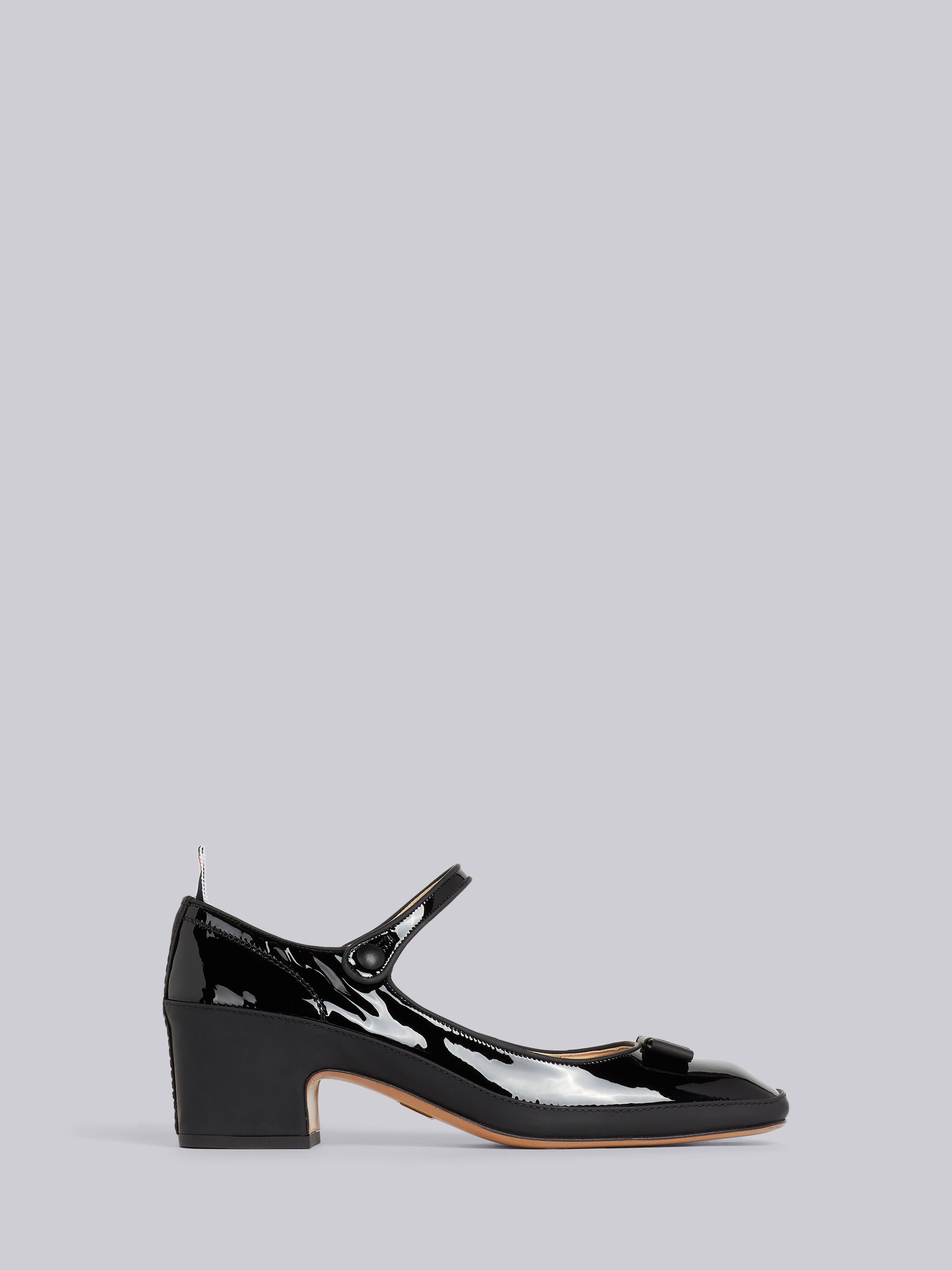 Black Soft Patent Leather 40mm Block Heel Tennis Mary Jane - 1