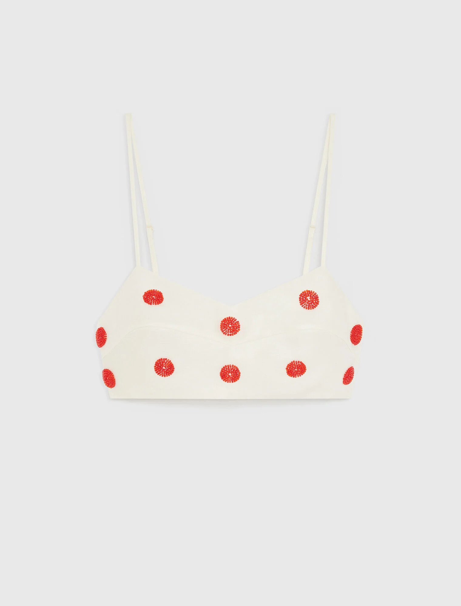 Embroidered linen and silk crop top - 1