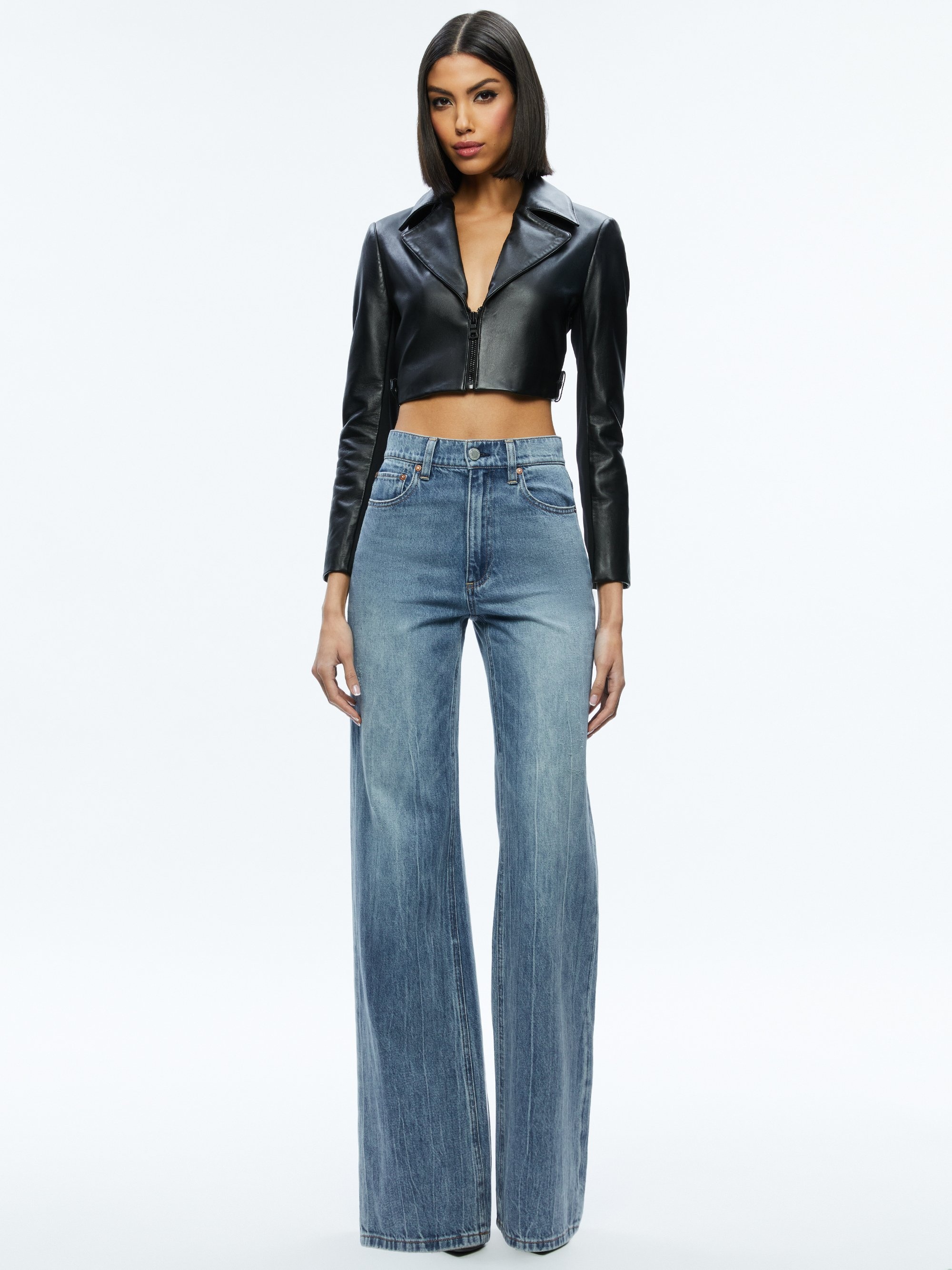 YARDLEY LEATHER CROPPED JACKET - 4