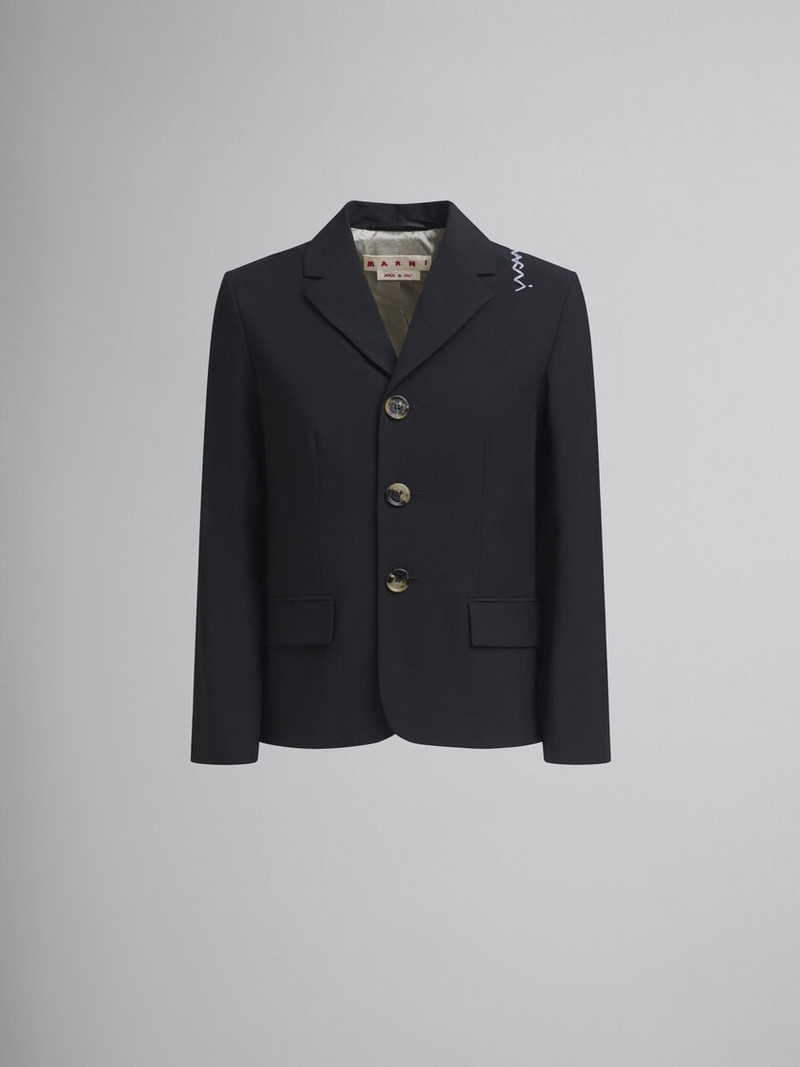 BLACK WOOL BLEND JACKET WITH MARNI SYMBOL 1