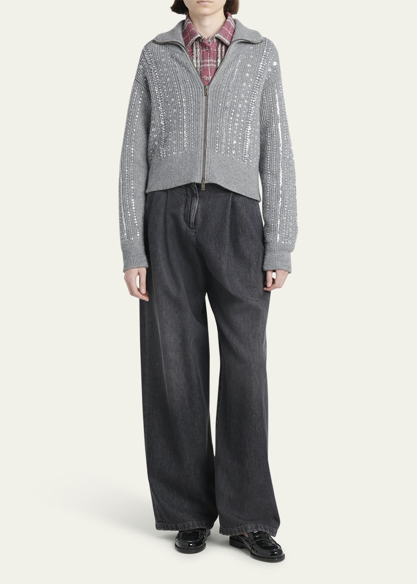 Journey Sequined Full Zip Sweater - 2