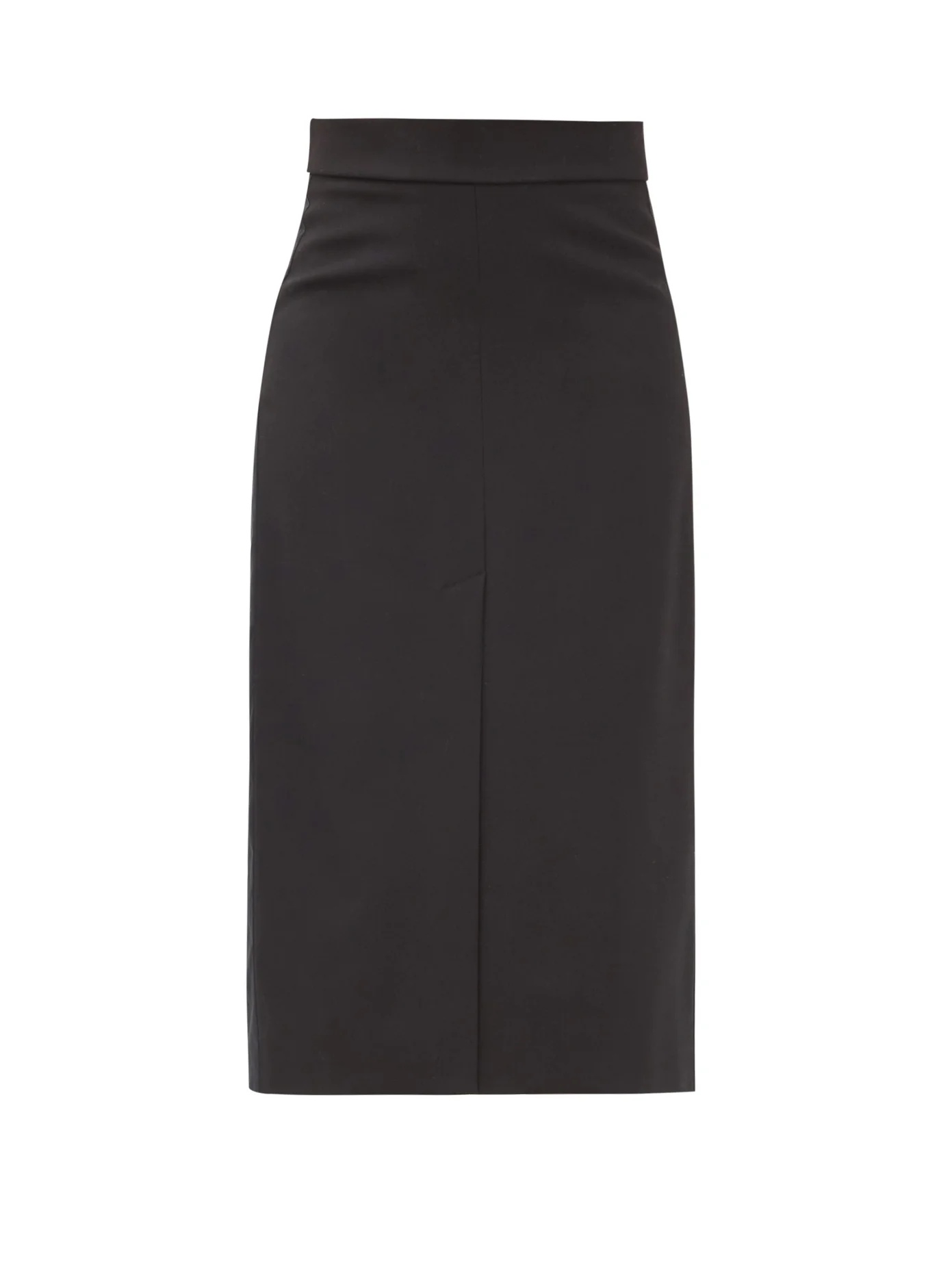 High-rise front-slit twill pencil skirt - 1