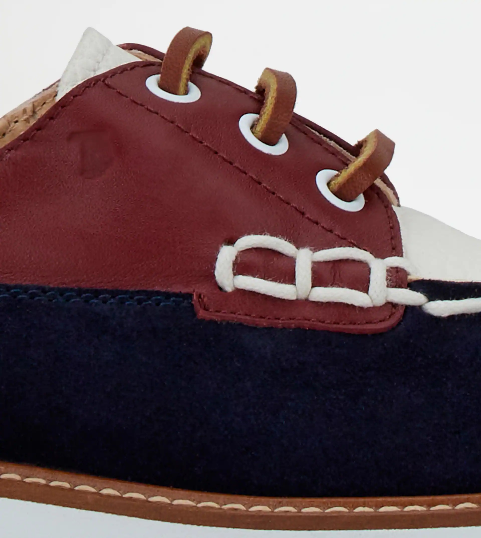 LACE-UPS IN LEATHER - WHITE, BLUE - 7
