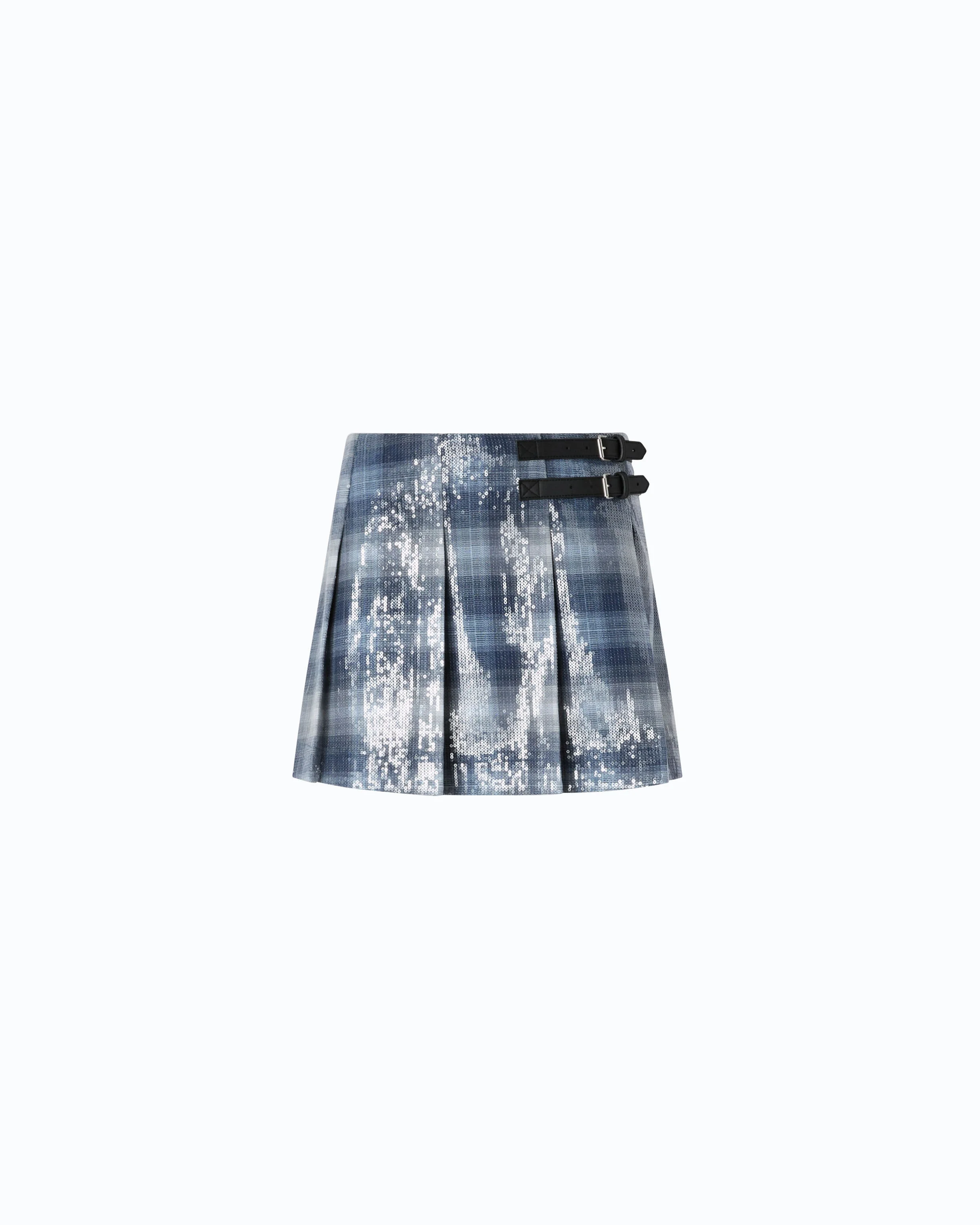 MINI SKIRT WITH CHECK PATTERN AND SEQUINS - 1