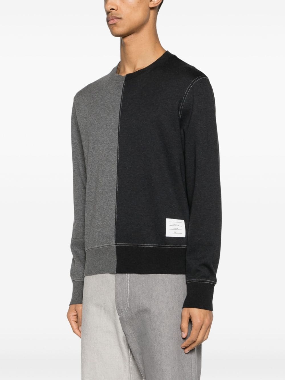 colour-block cotton jumper - 3
