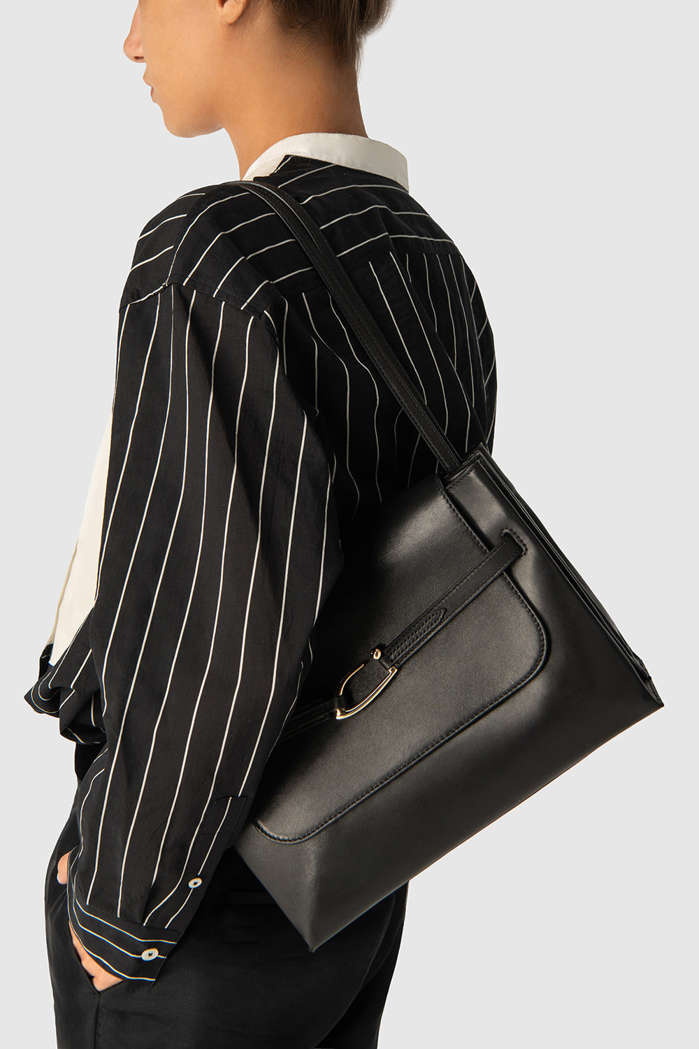 Cora Black Nappa Leather Shoulder Bag - 5