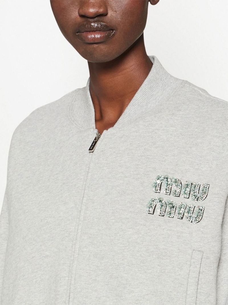 logo embellished zip-up sweatshirt - 5