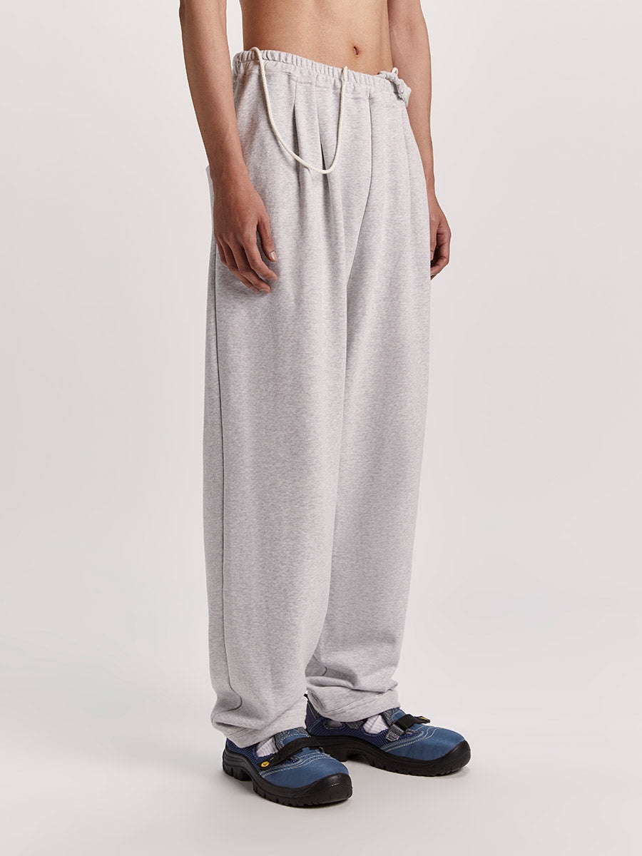 Pleats Sweat Pants Light Melange - 4