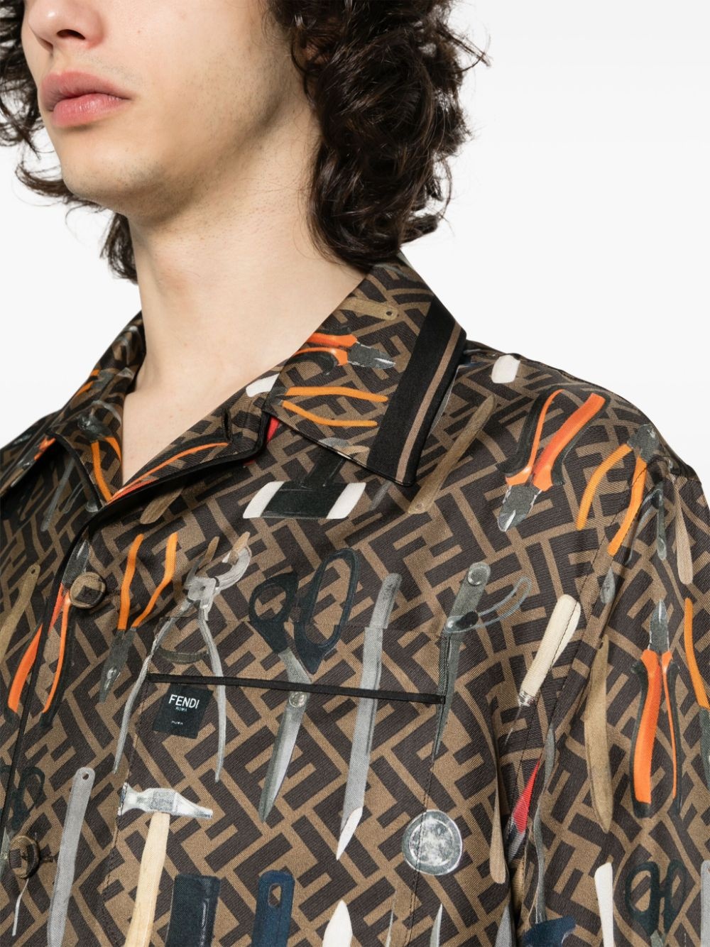 graphic-print silk shirt - 5