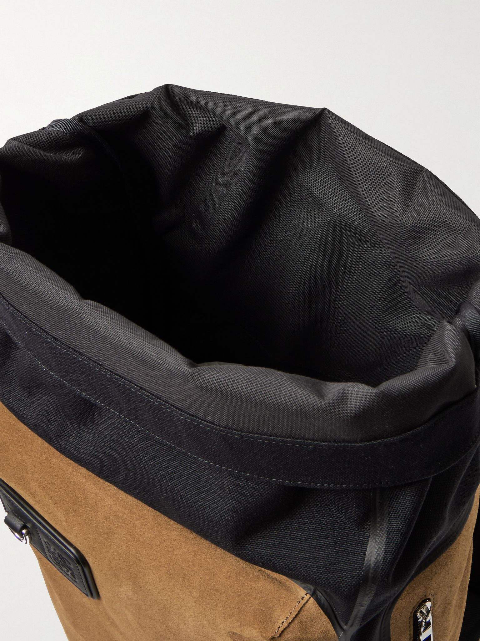 Flex Logo-Embossed Suede and Canvas Backpack Brown - 5