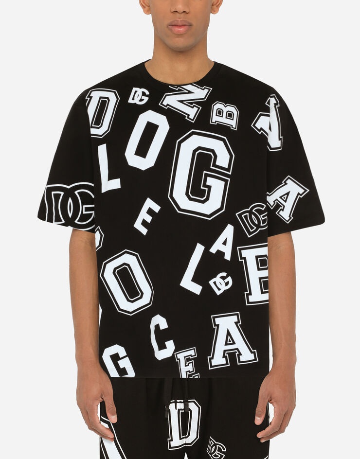 Cotton T-shirt with all-over DG logo print - 2