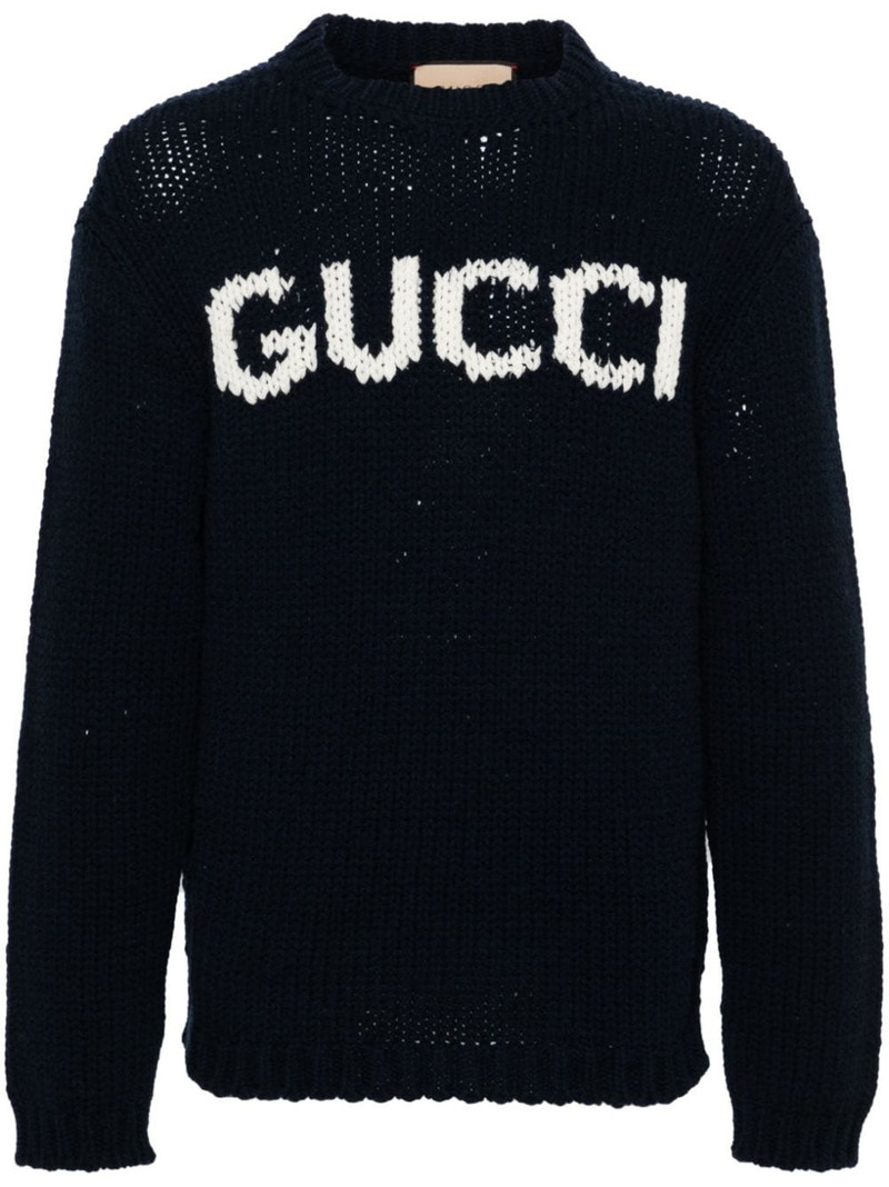 logo-intarsia wool jumper 1