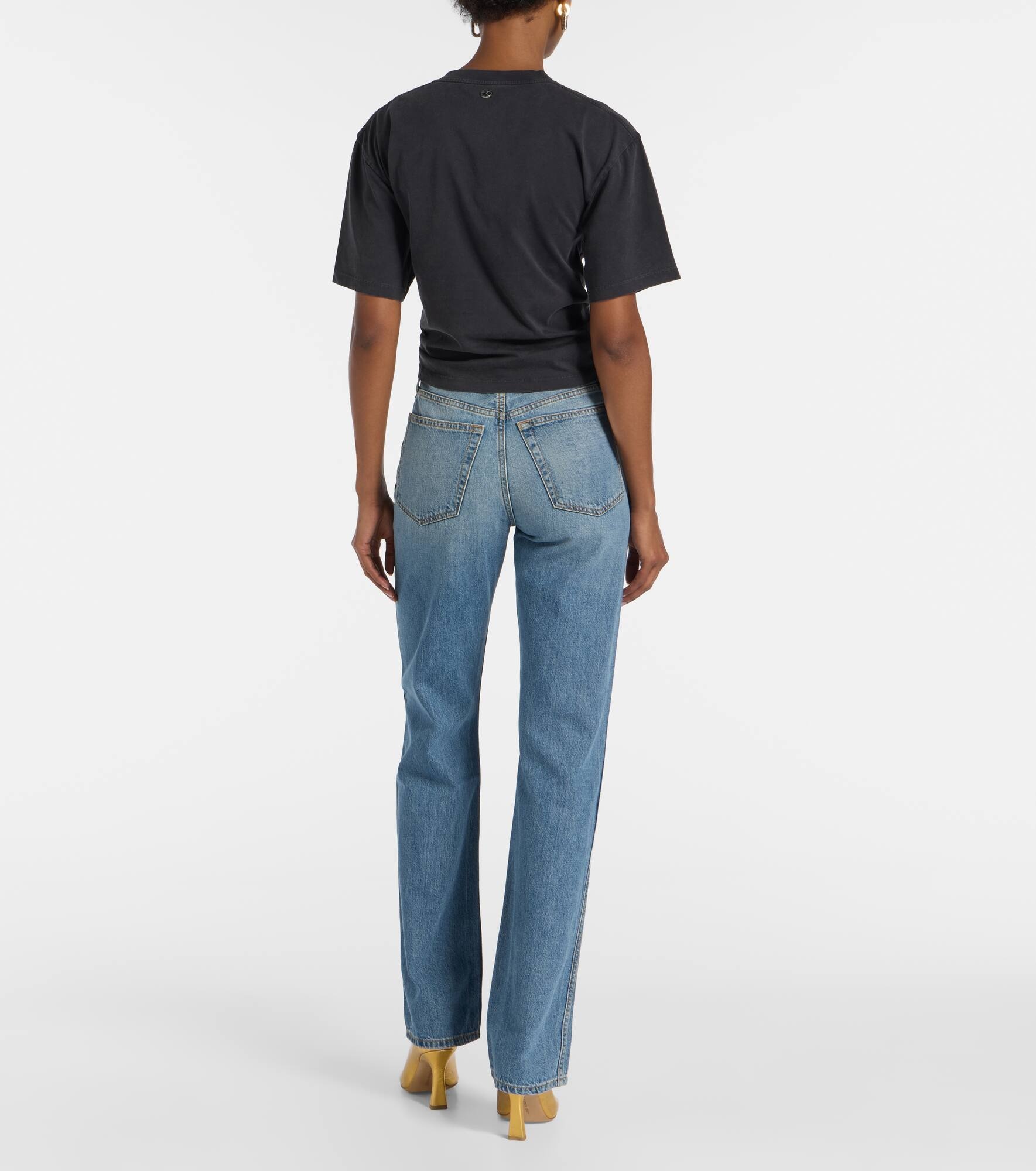Printed cropped cotton jersey T-shirt - 3