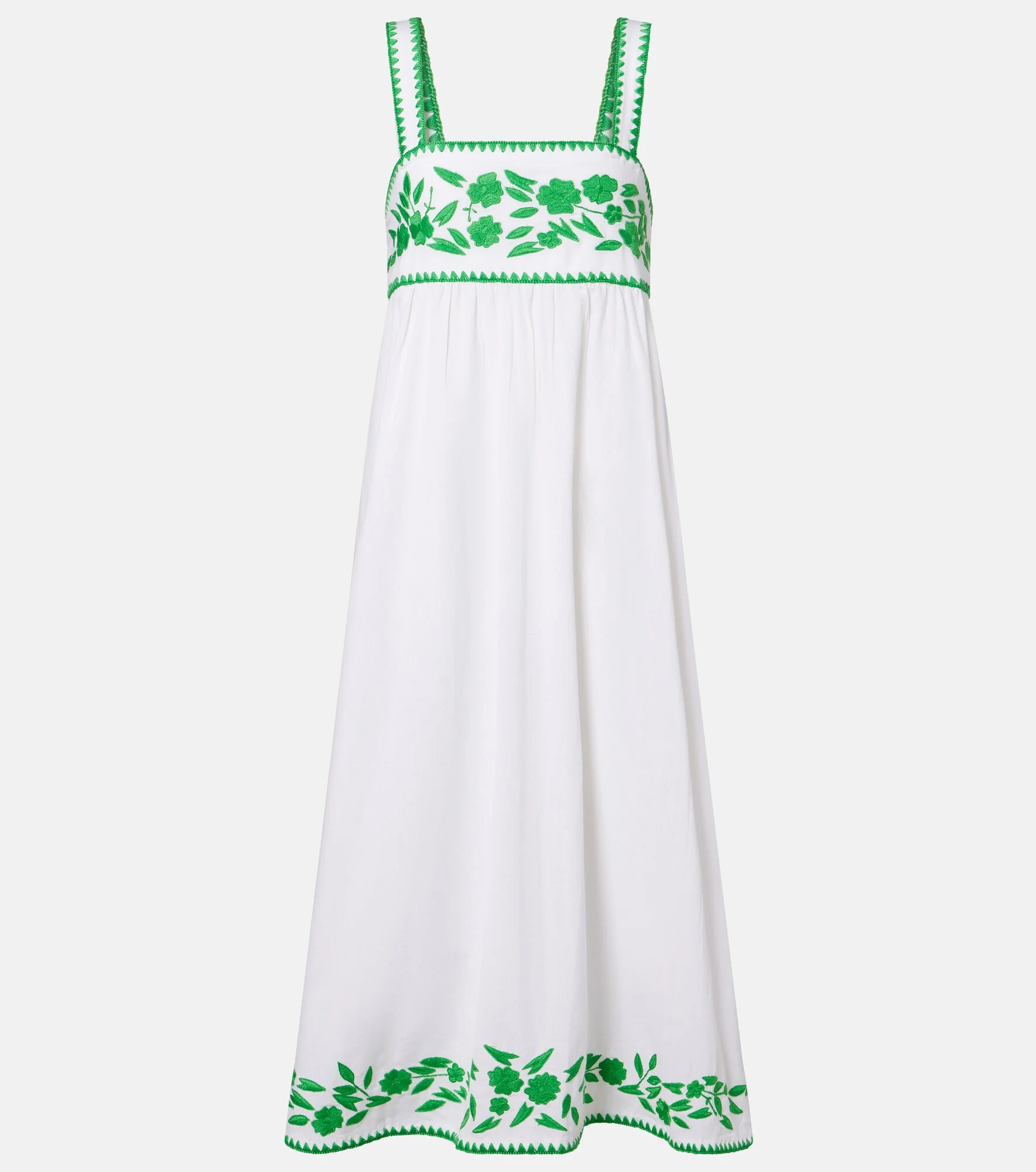 Embroidered cotton and linen midi dress - 1