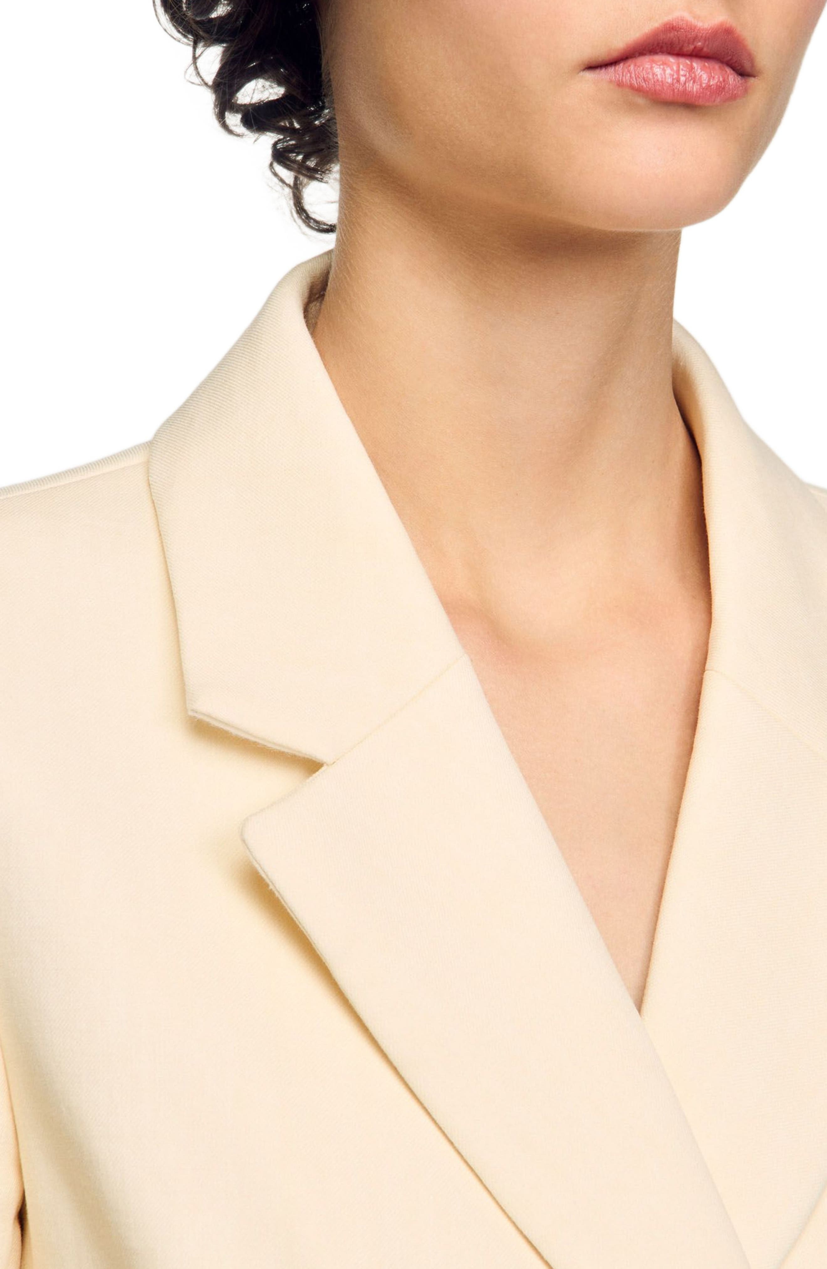 SANDRO Double-breasted suit jacket in Ecru at Nordstrom - 4