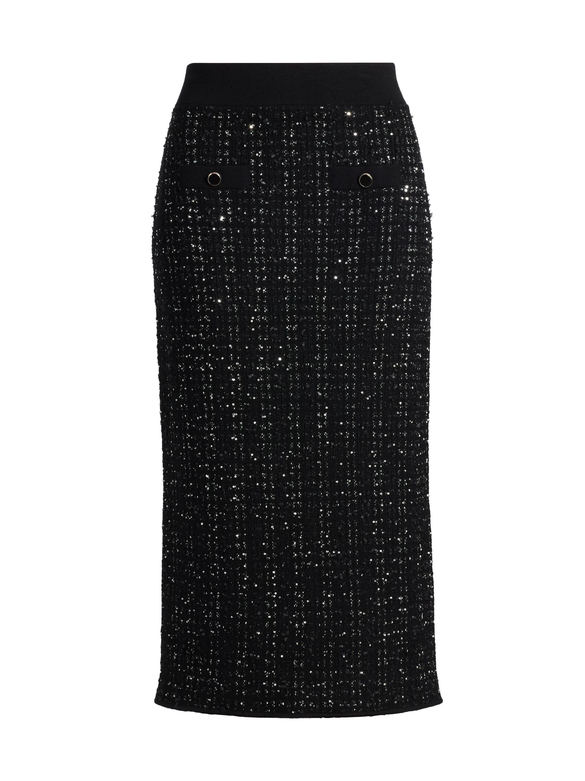 Women's Corbin Sequined Knit Pencil Skirt - Black - 1
