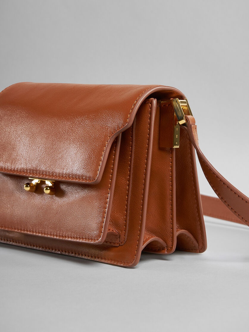 TRUNK SOFT MINI BAG IN BROWN LEATHER - 5