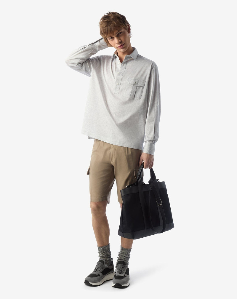 CORNELIANI Beige stretch cotton cargo Bermuda shorts outlook