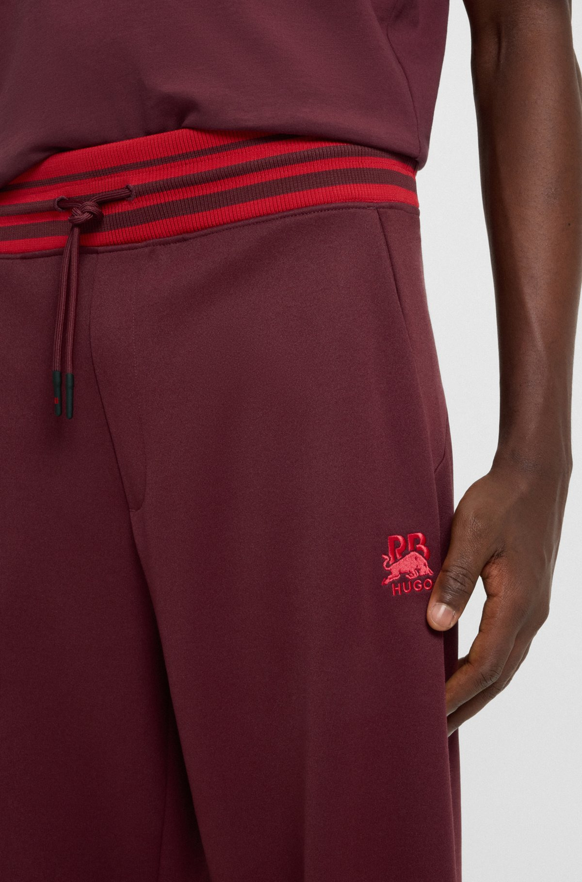 HUGO X RB OVERSIZE-FIT TRACKSUIT BOTTOMS WITH STRIPED WAISTBAND - 3