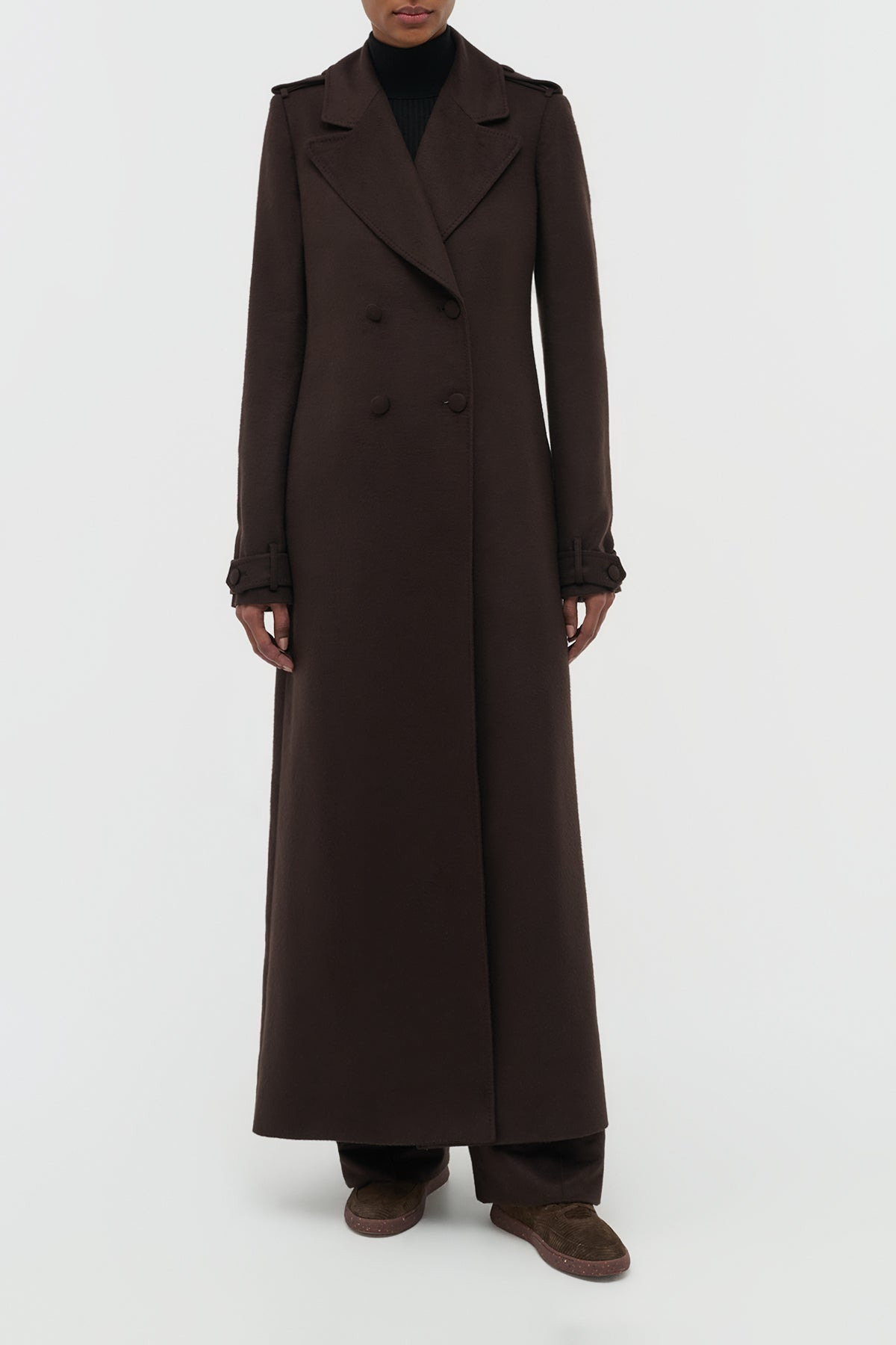 Houstt Trench Coat in Chocolate Winter Silk - 2