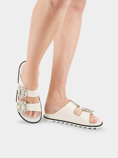 Roger Vivier Slidy Viv' Strass Buckle Mules in Leather outlook