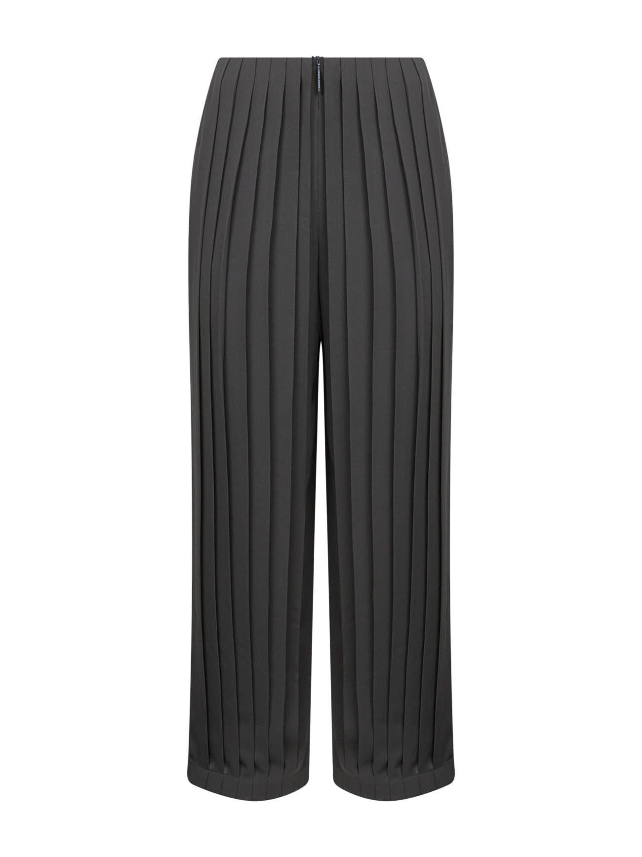 Giorgio Armani Women Grey Asv Pleated Triple Silk Georgette Trousers - 1