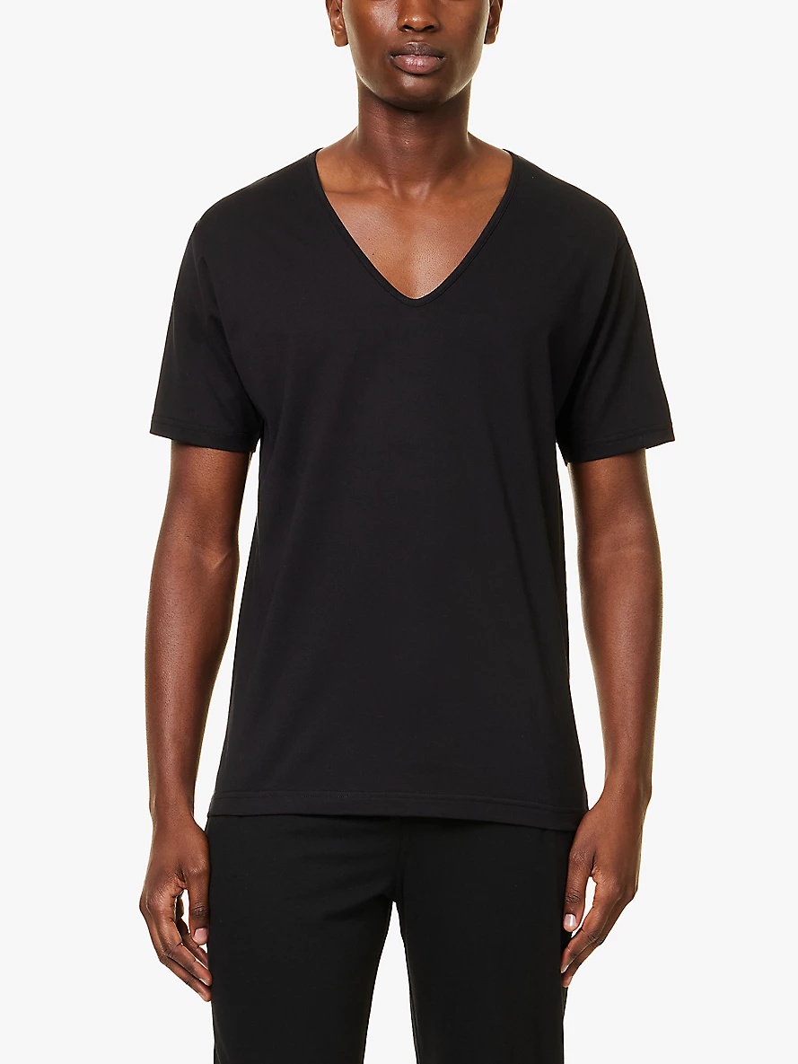 Superfine V-neck cotton-jersey T-shirt - 2