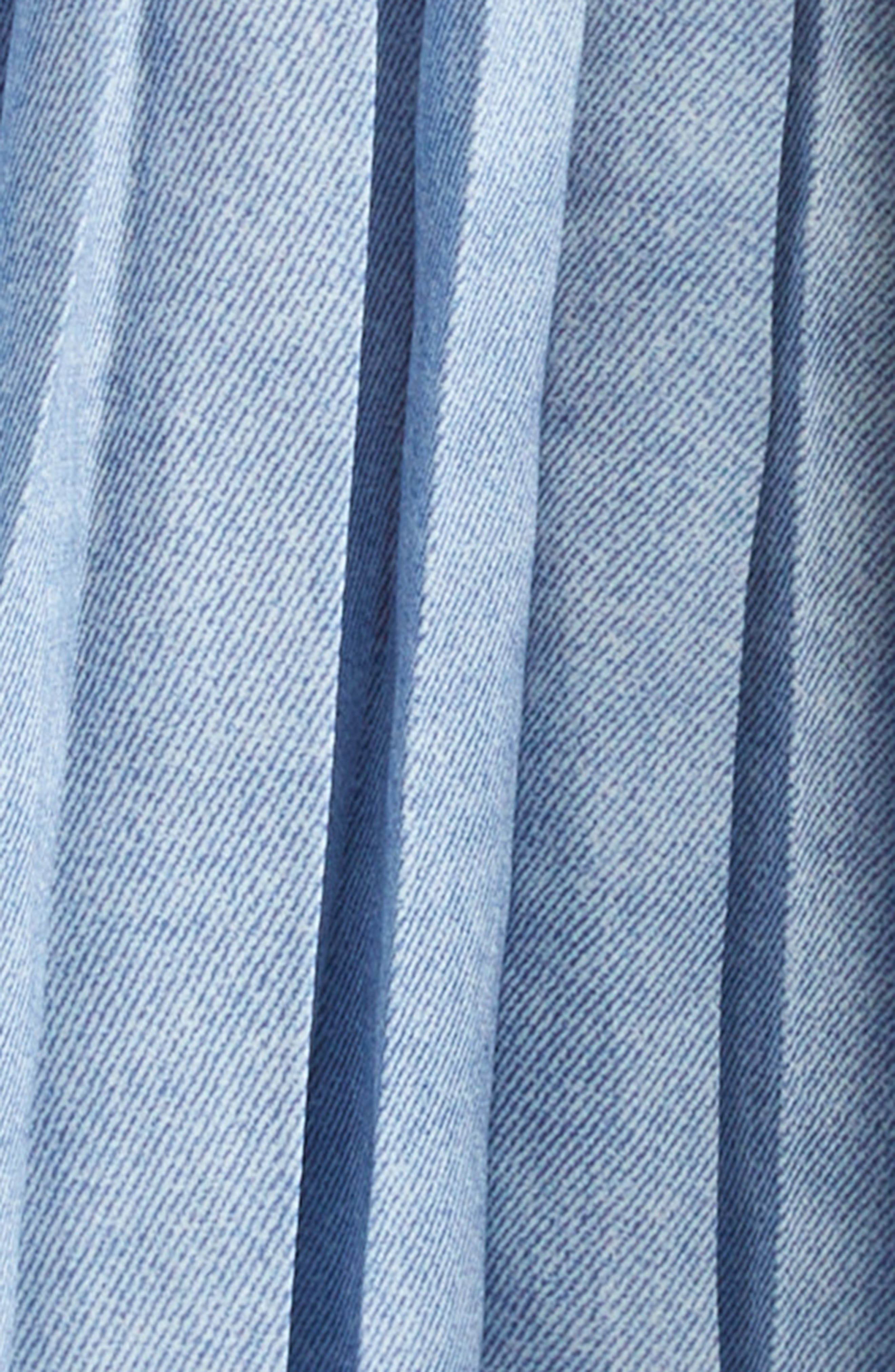 Sacai Mixed Media Short Sleeve Shirt in Light Blue at Nordstrom - 7