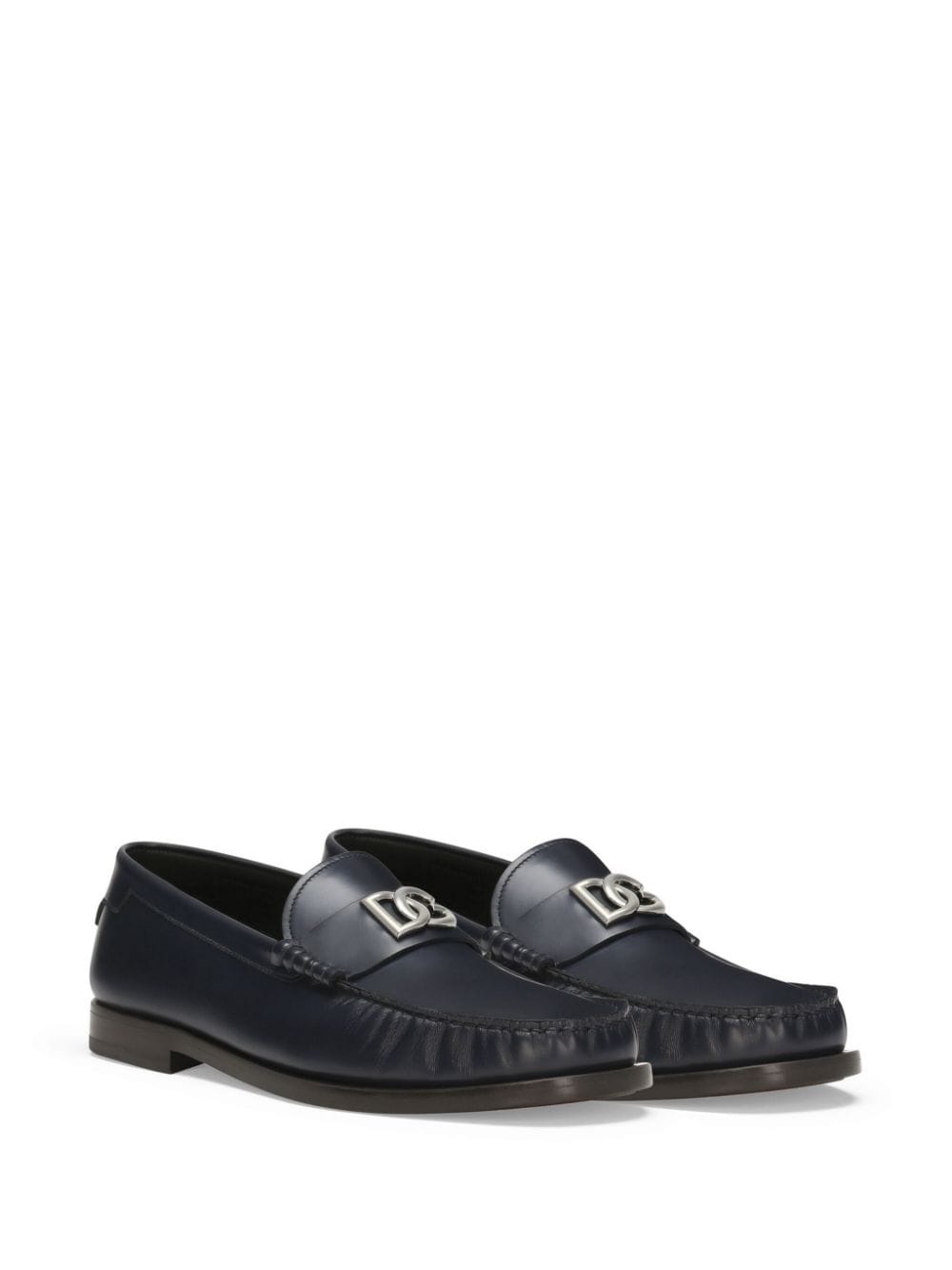 logo-plaque leather loafers - 2