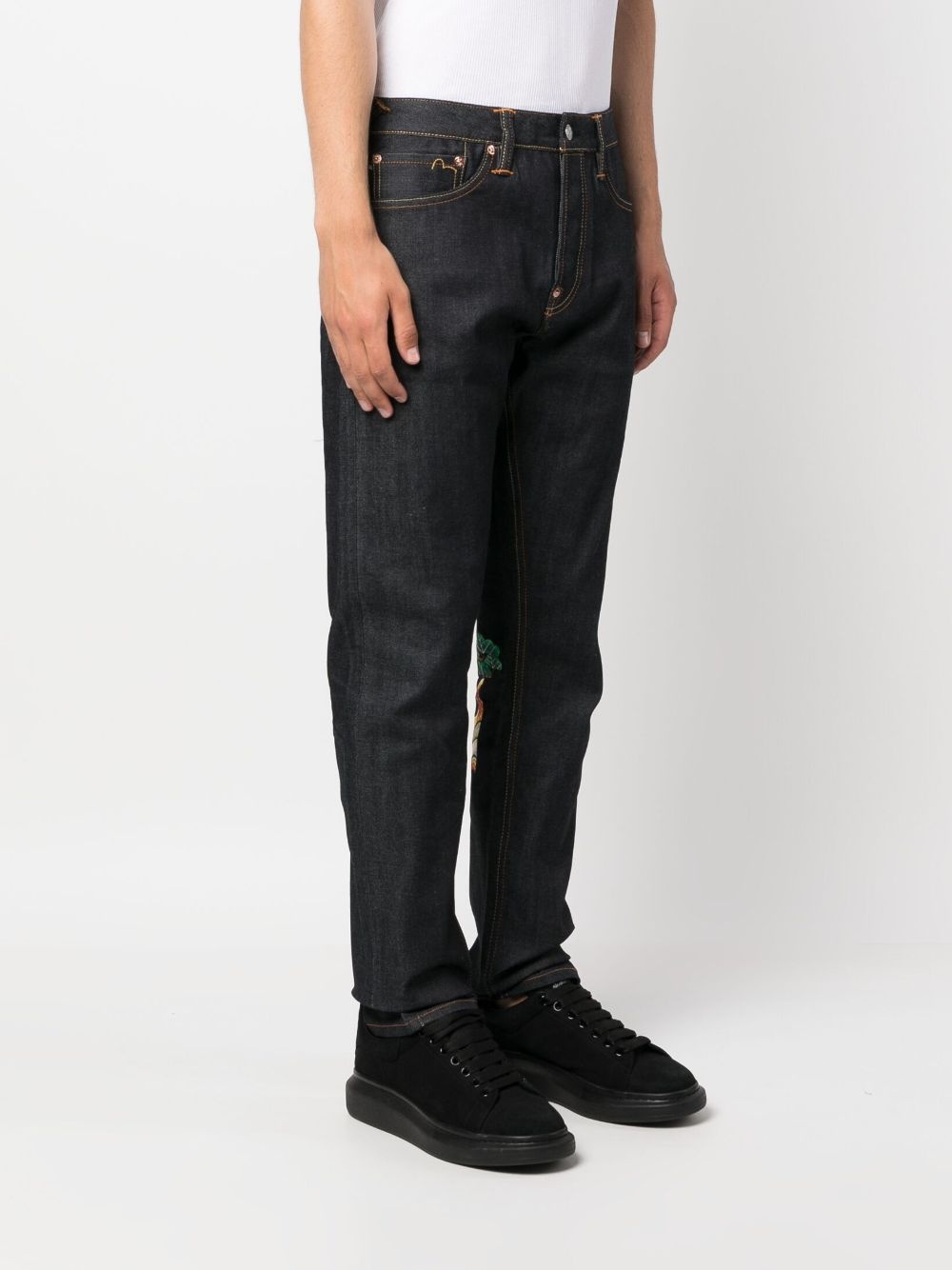 embroidered slim-fit jeans - 4
