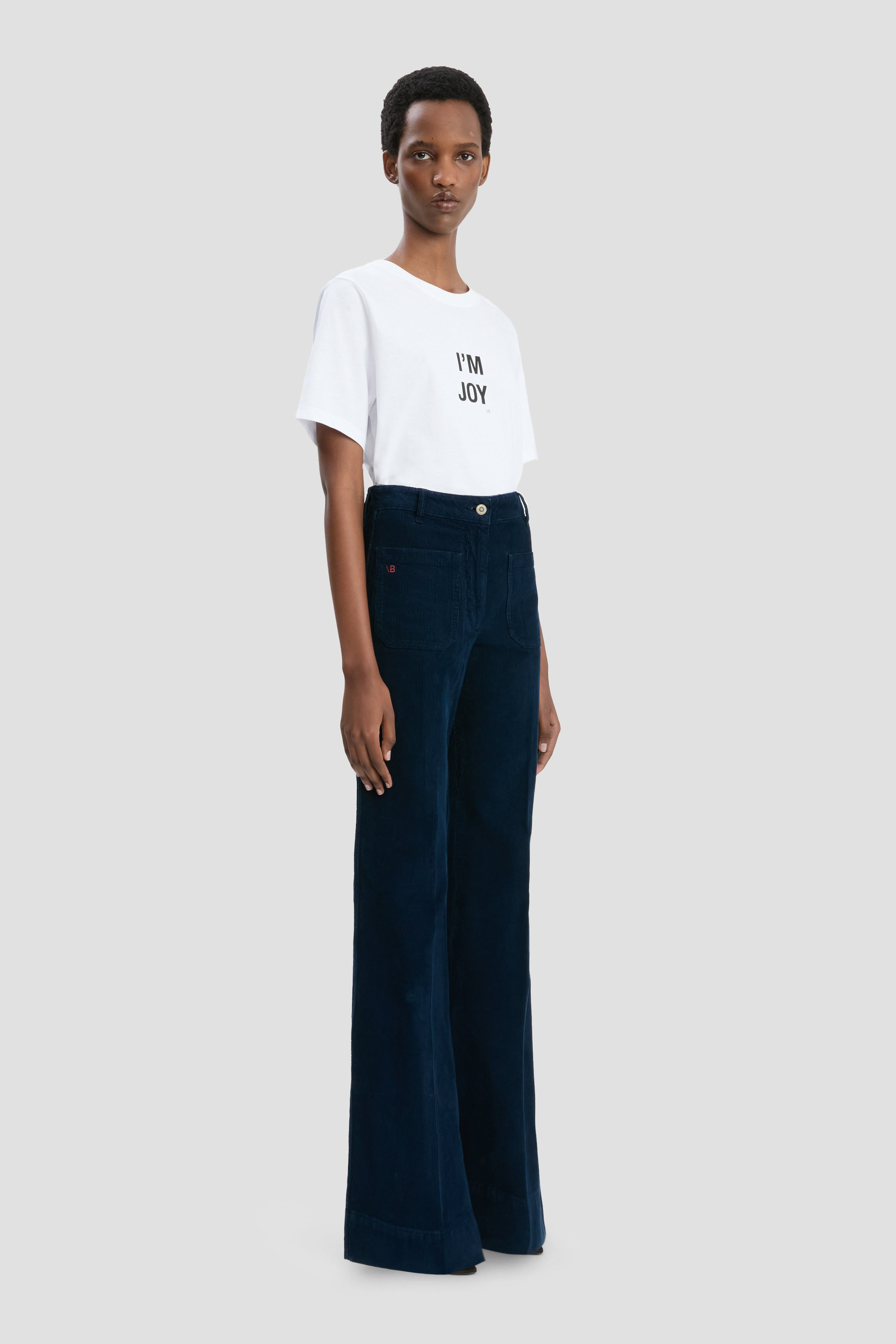 Alina High Waisted Corduroy Jean In Indigo - 3
