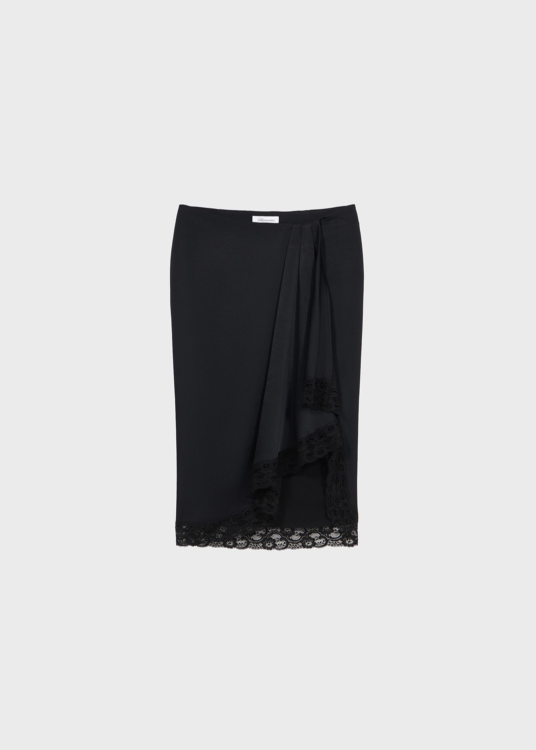 ASYMMETRIC SKIRT WITH LACE TRIMMED HEM - 1