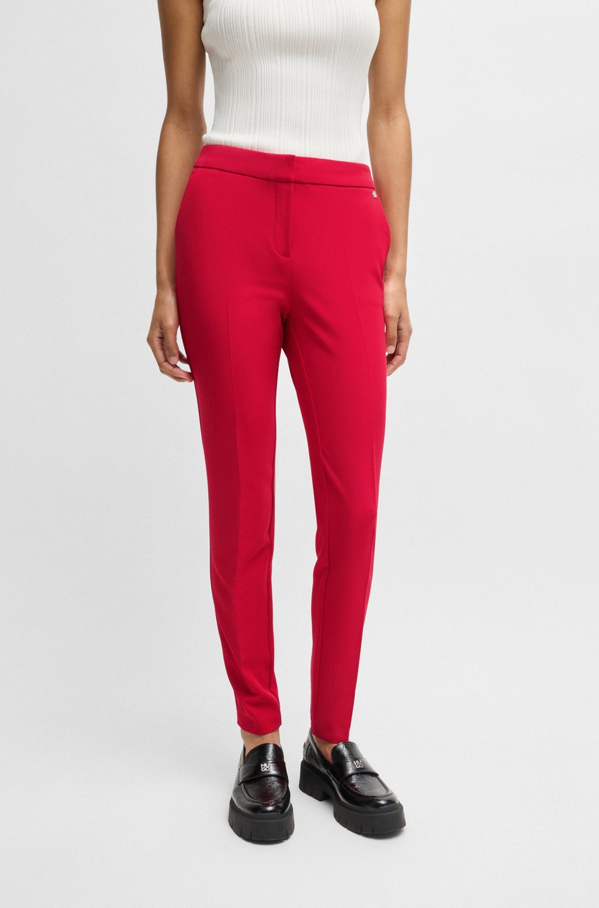 SLIM-FIT TROUSERS IN STRETCH FABRIC WITH LOGO RIVET - 2