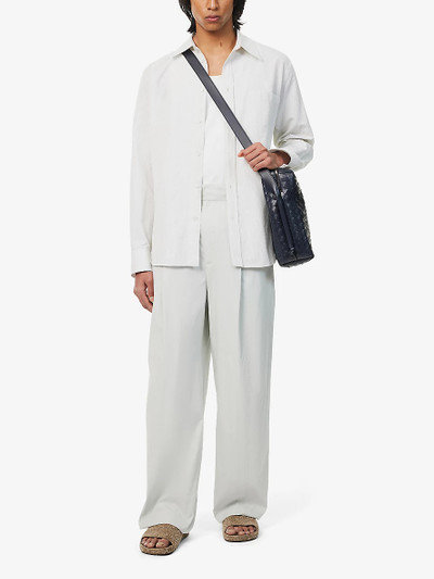 Bottega Veneta Wide-leg high-rise cotton and silk-blend trousers outlook