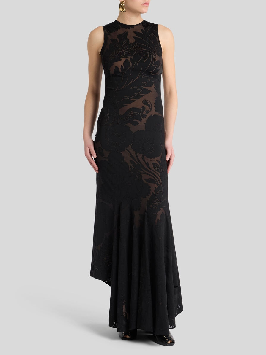 SLEEVELESS DRESS IN BURNOUT STRETCH JERSEY - 3