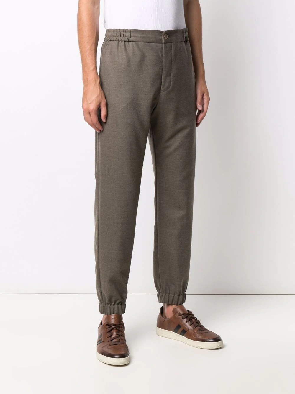 elasticated stretch-wool trousers - 3