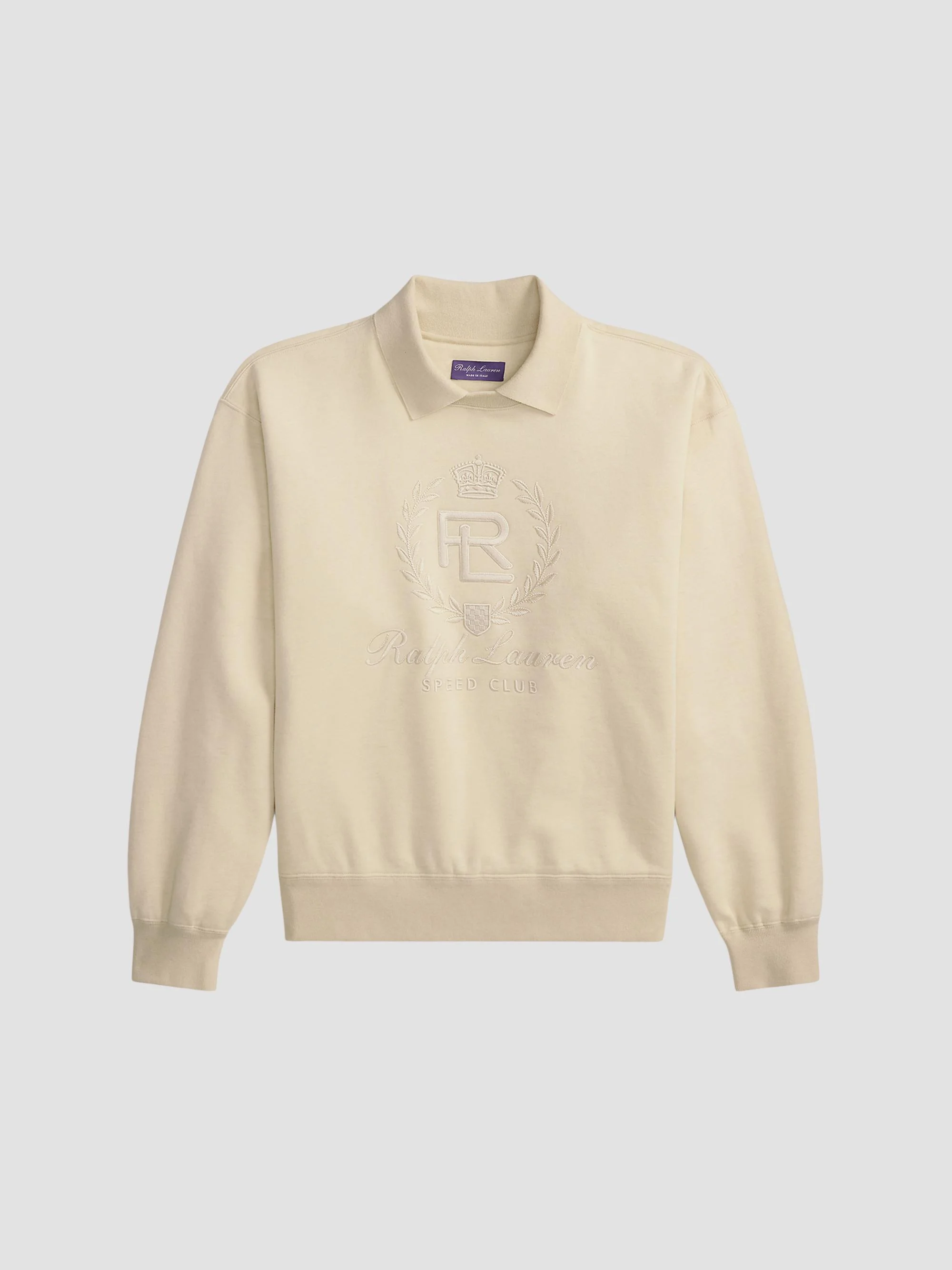 Men's Cotton-Cashmere Polo Sweatshirt - Limestone - 1