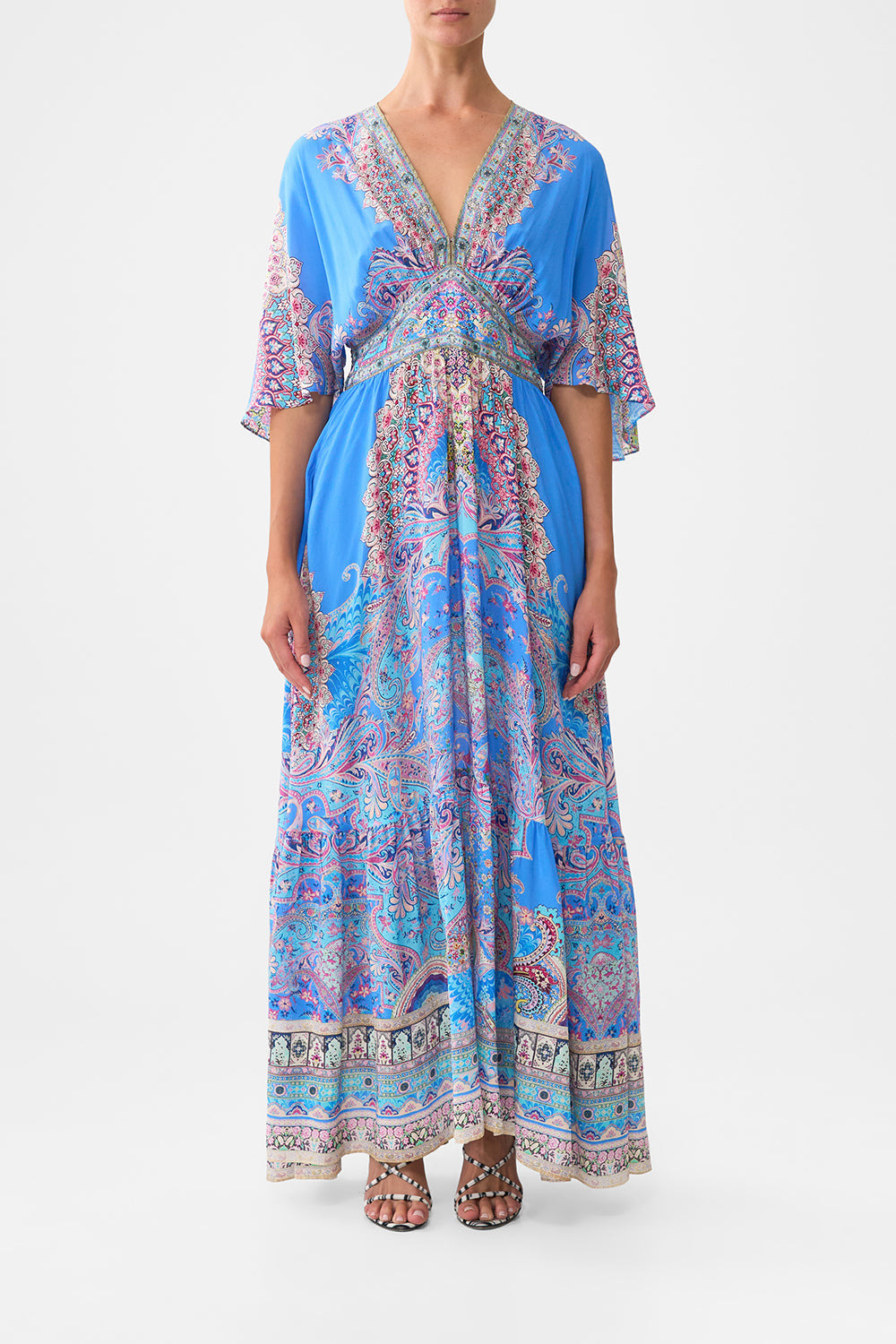 WAISTED DRESS WITH HEM RUFFLE - 2