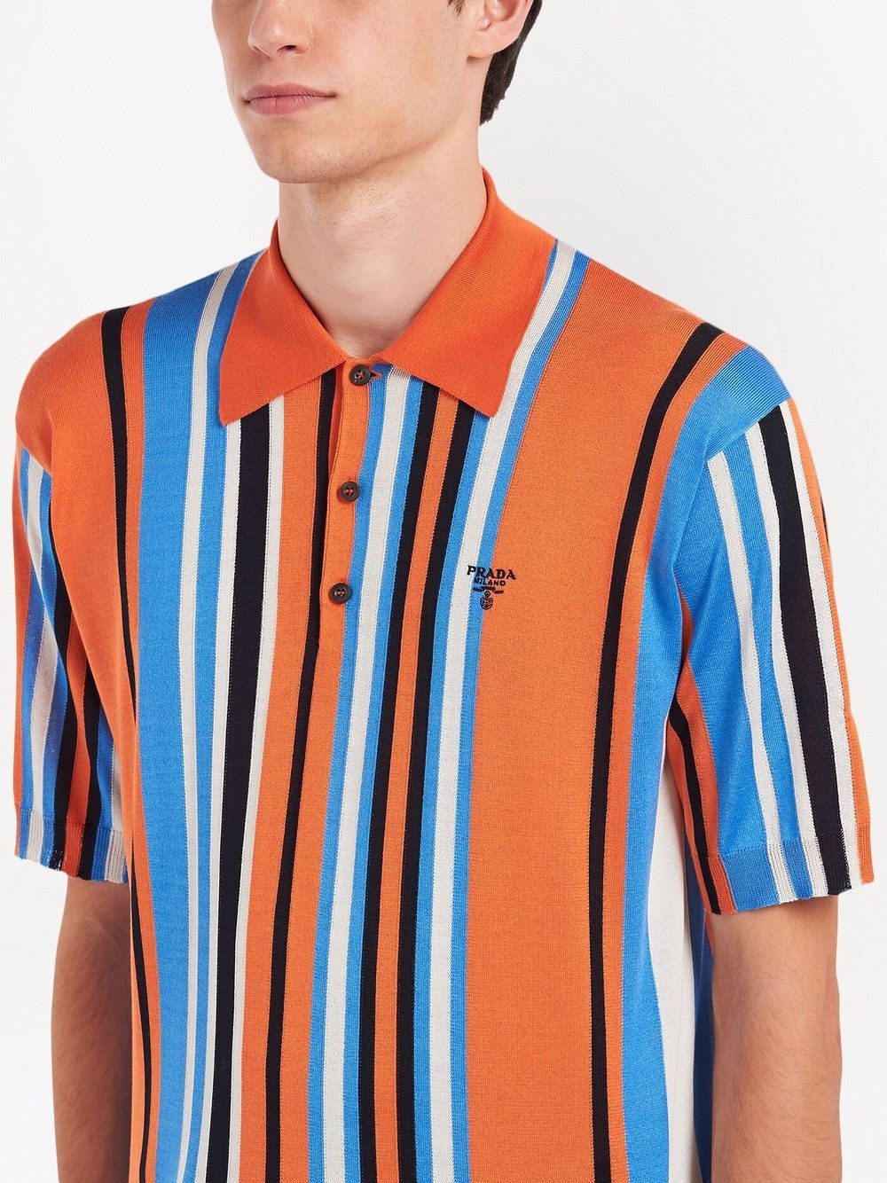 striped silk polo top - 4