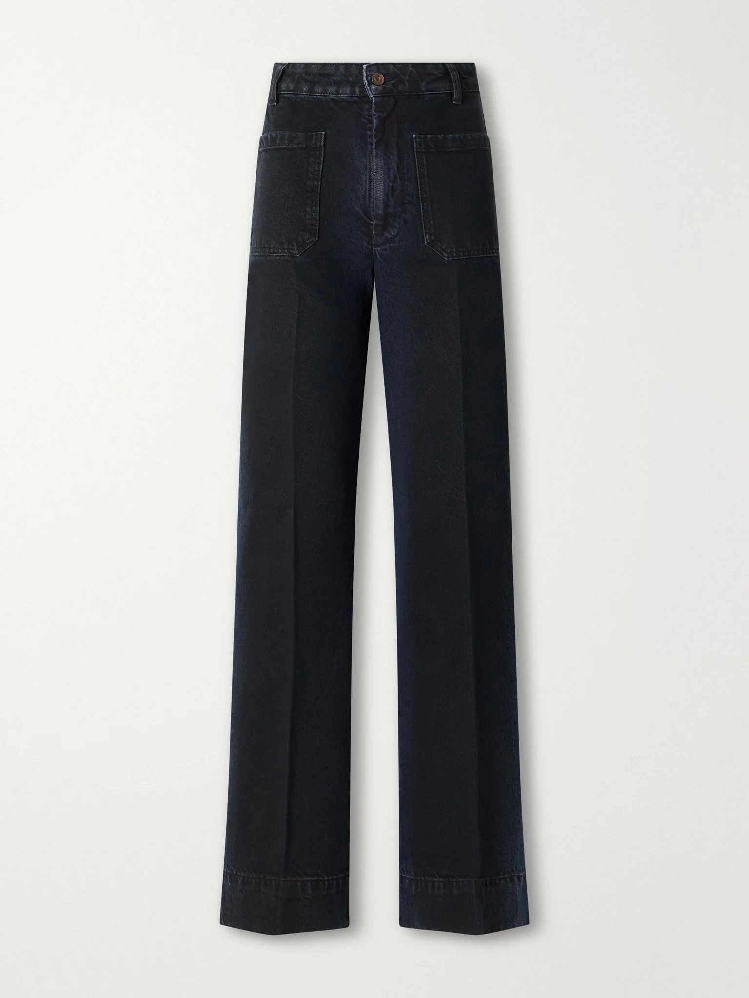 Alina logo-embroidered high-rise flared jeans Navy - 1