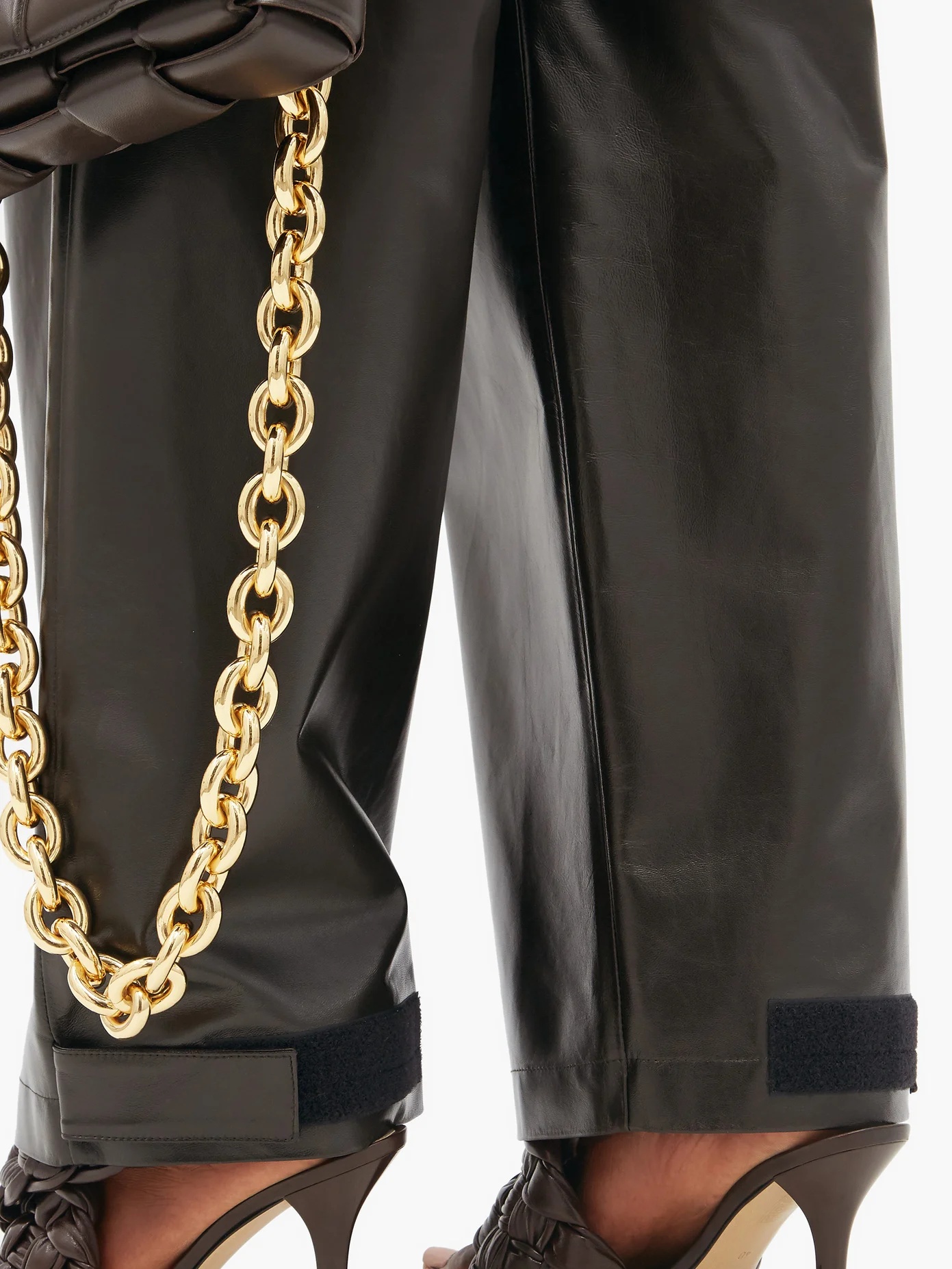 Adjustable-cuff leather trousers - 3