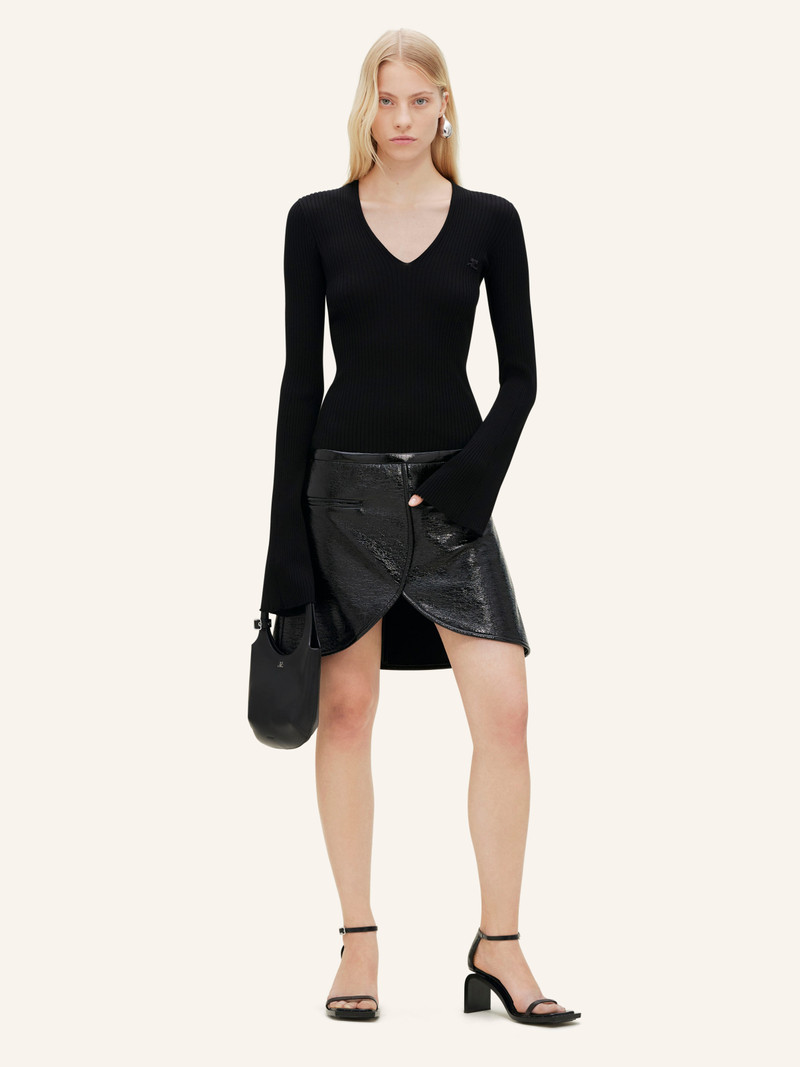 courrèges V NECK RIB KNIT SWEATER outlook